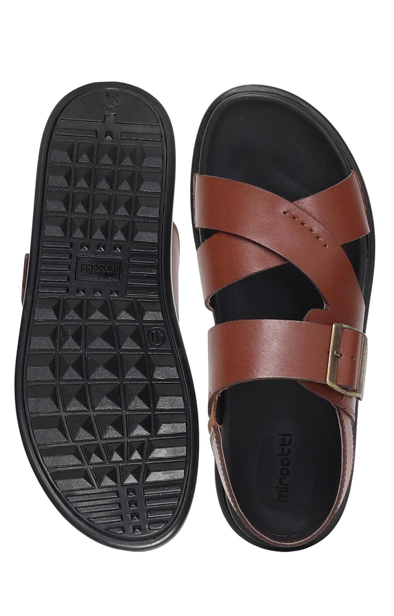 Men Wine Criss-Cross Sandals with Buckle