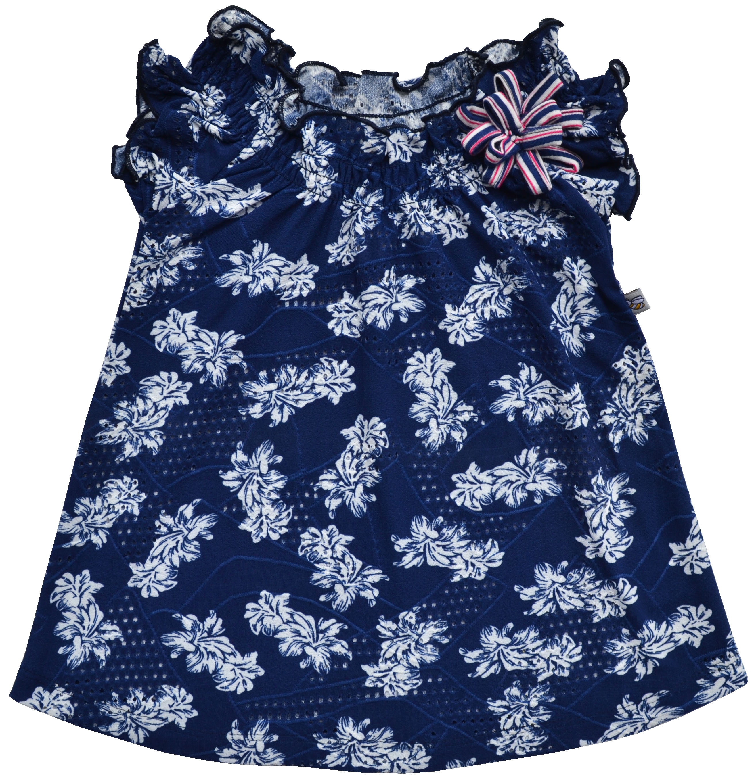 Allover Flower Print Navy Dress (94% Polyester 6% Elasthan)