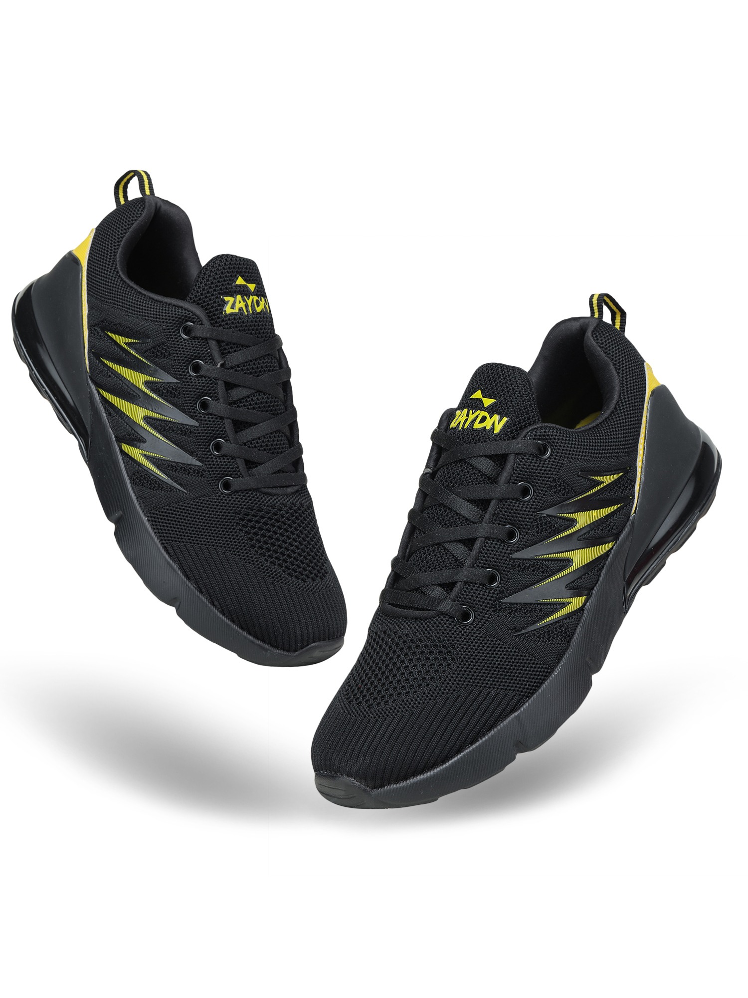 Mens black and yellow running shoes best sale