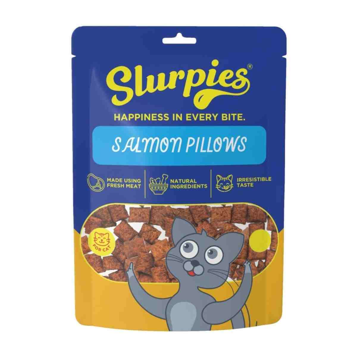 Slurpies Salmon Pillows Treats for Cats, 50g – (Best Before Dec’26)