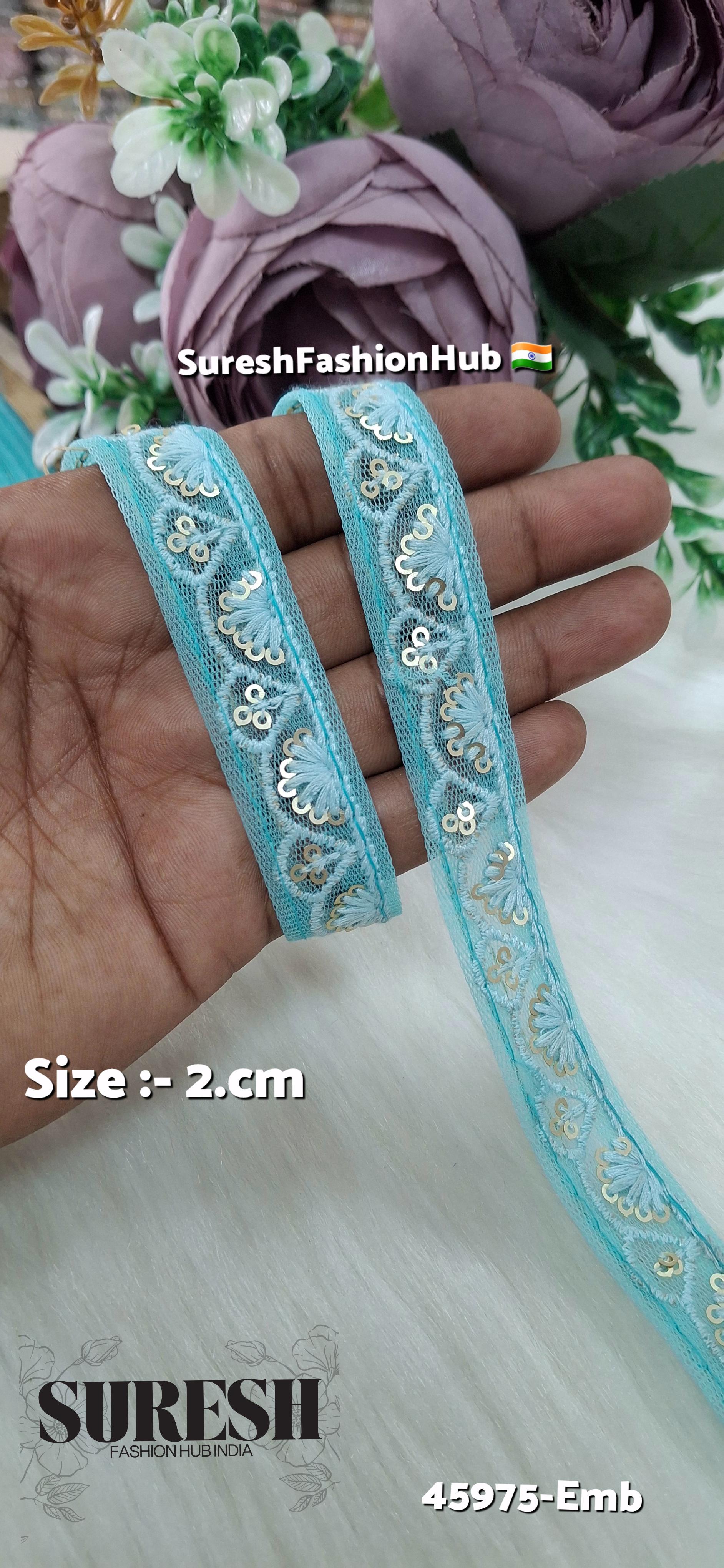 Sea Green Tone-on-Tone Net Embroidery Lace