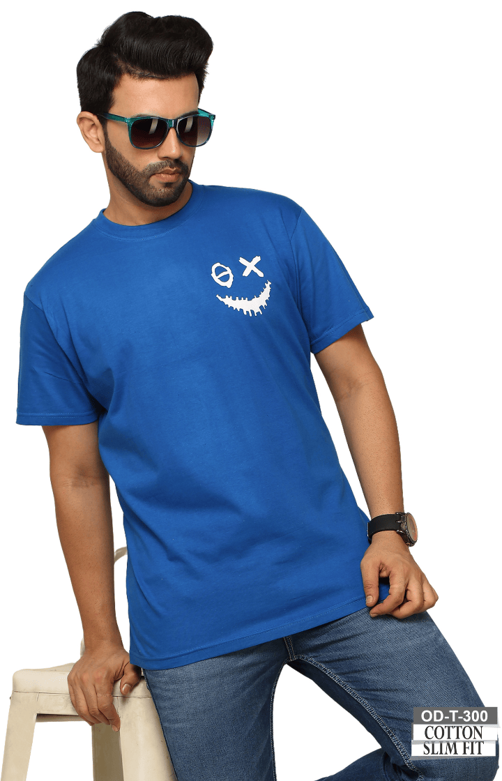 One Denim Blue Men's Print T-Shirts Cool