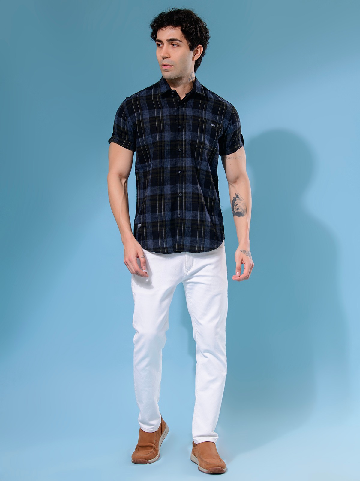 ALBION MENS ECOHAWK GREEN CHECKS SHIRT