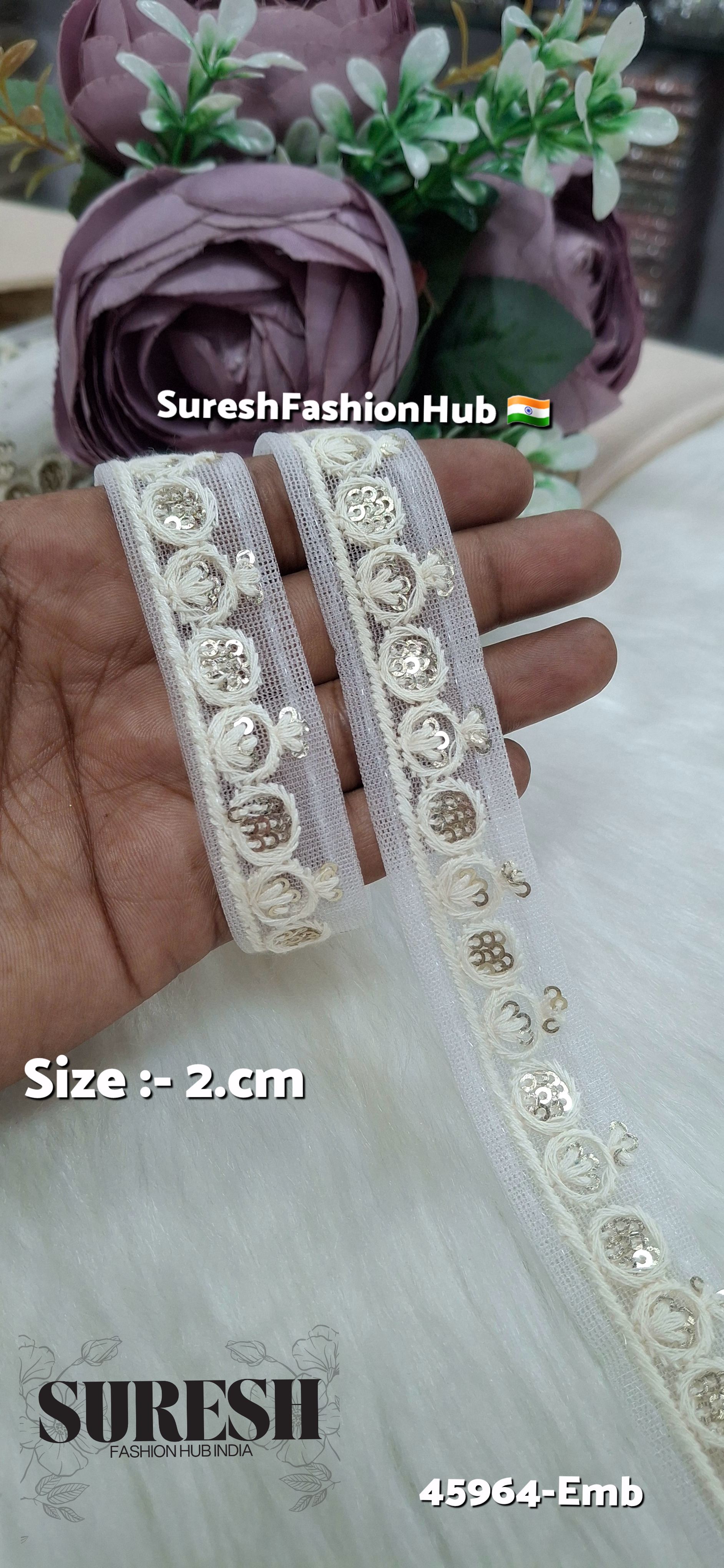 Off White Tone-on-Tone Net Embroidery Lace