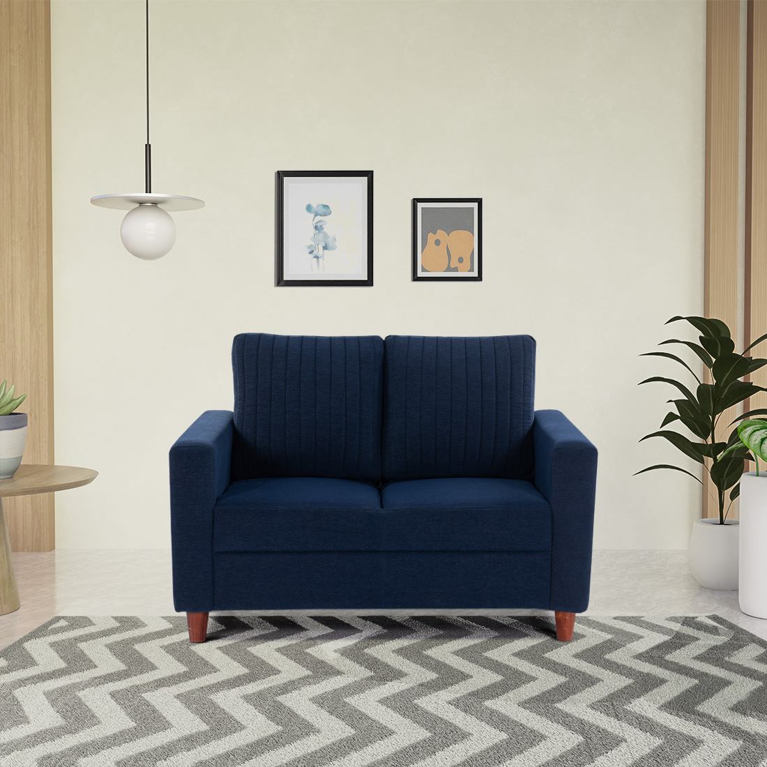 neudot Roman Sofa for Living Room |2 Persons Sofa|Premium Fabric with Cushioned Armrest | Solid Wood Frame|2 Seater in Cobalt Blue Color