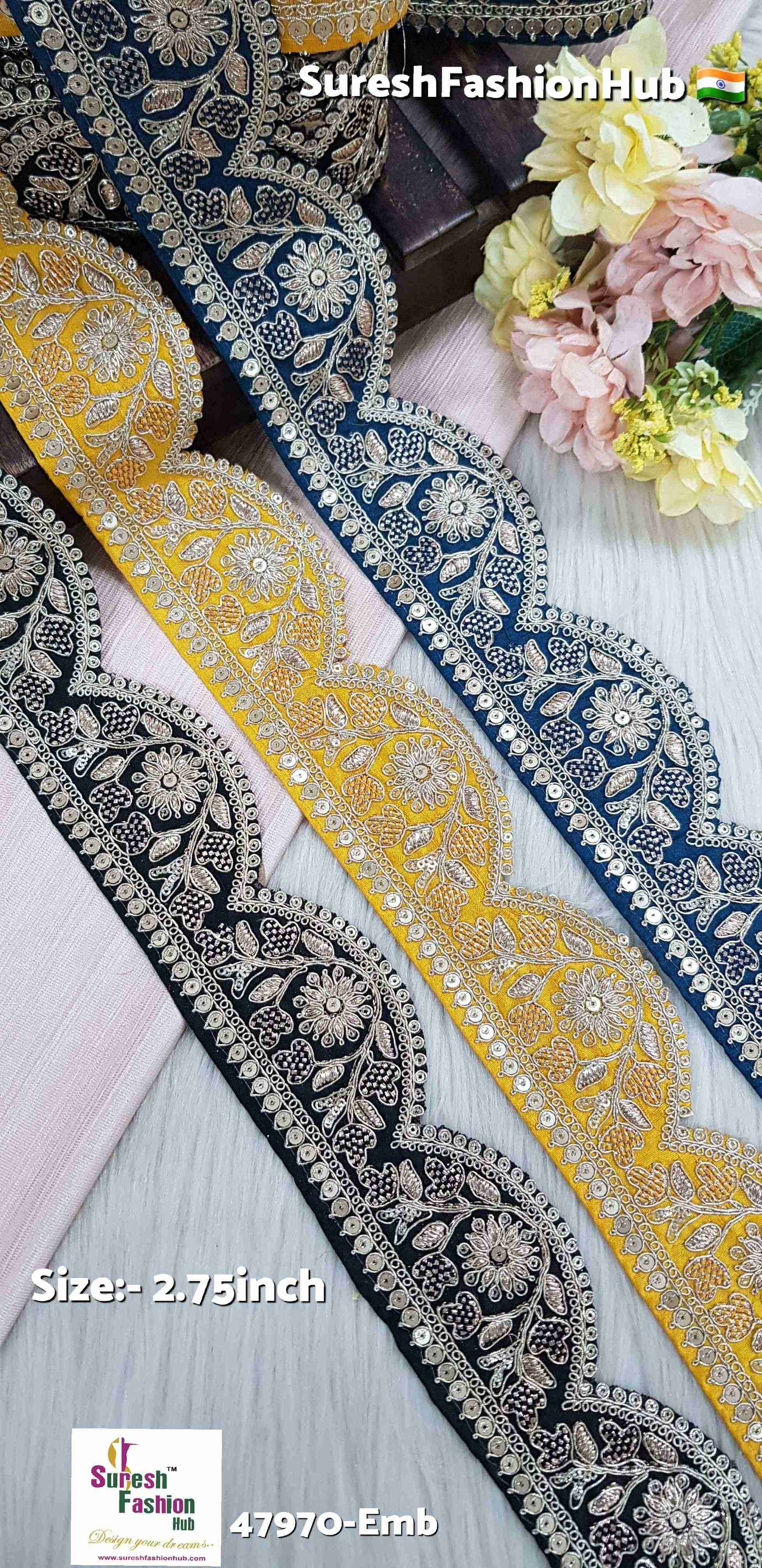  Peacock Pearl Scallop Floral Embroidery Lace