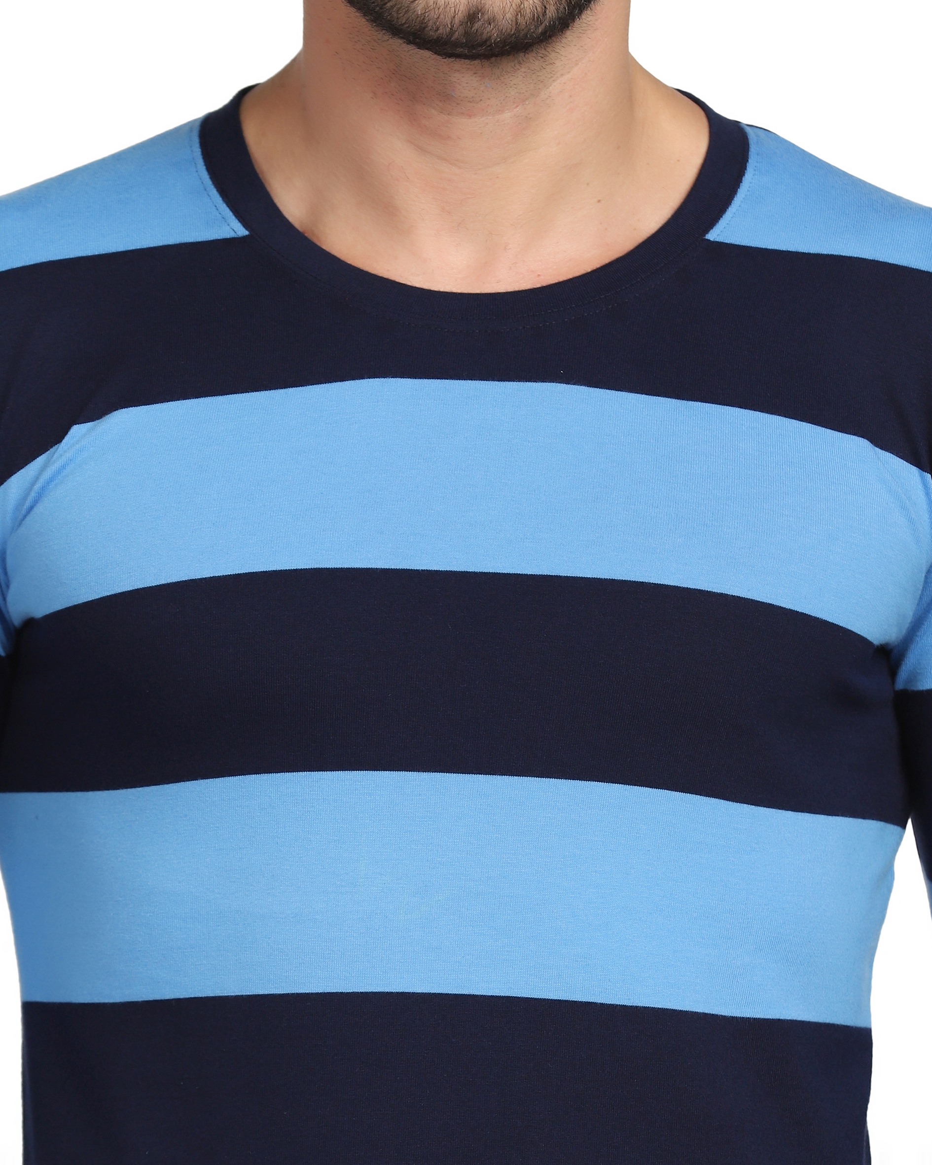 Blue Striped Full Sleeve T-Shirt