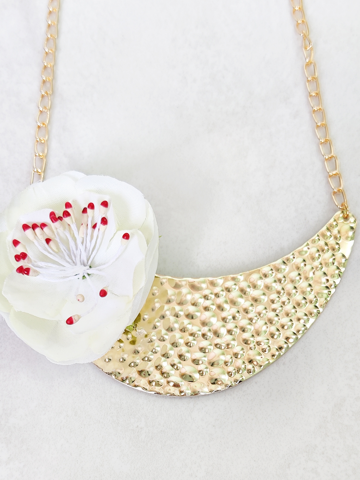 Antique Gold AD Tilak Flower Necklace Set - White – Happy Pique