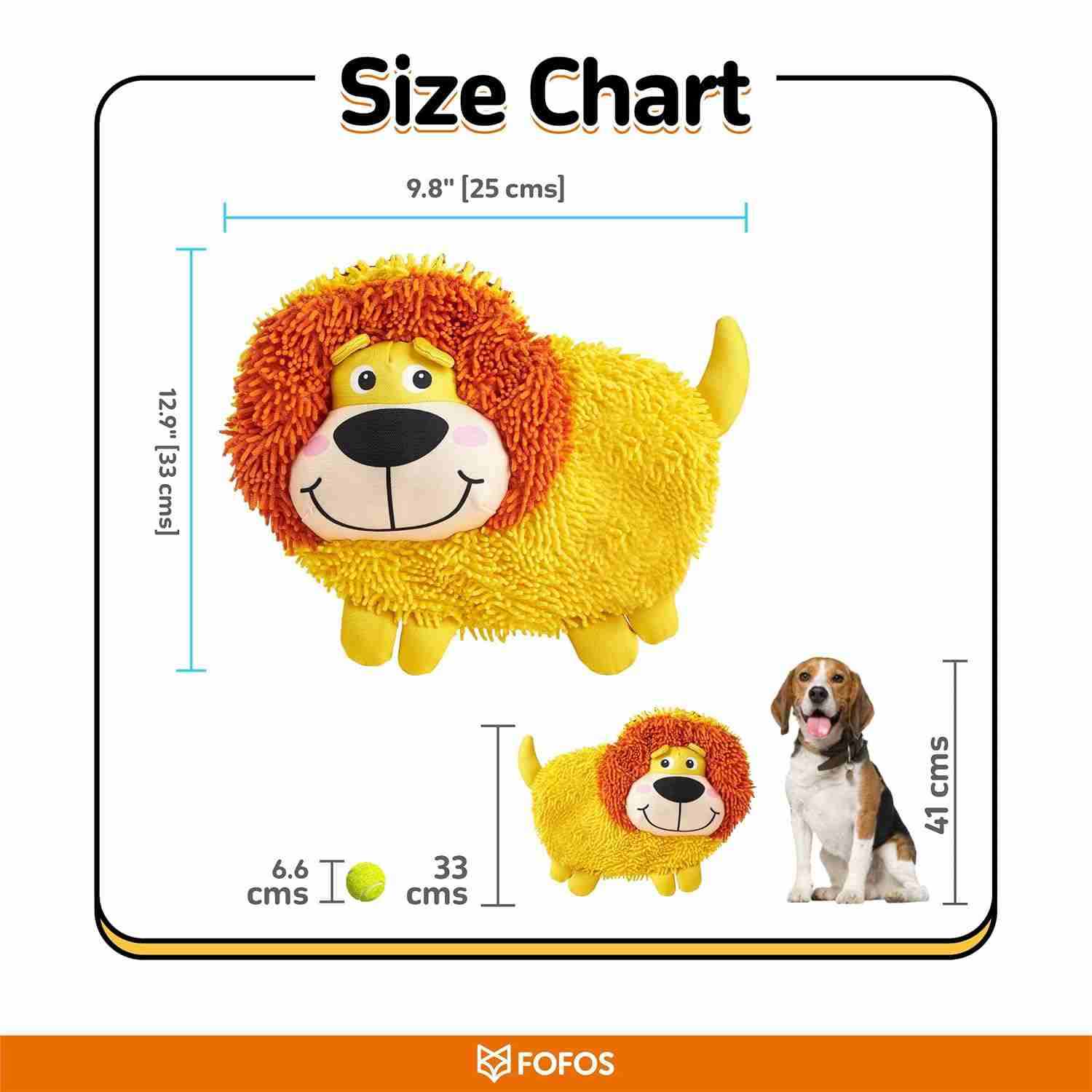 Fofos Non-stuffing Crinkle Tough Toy Lion for Dogs