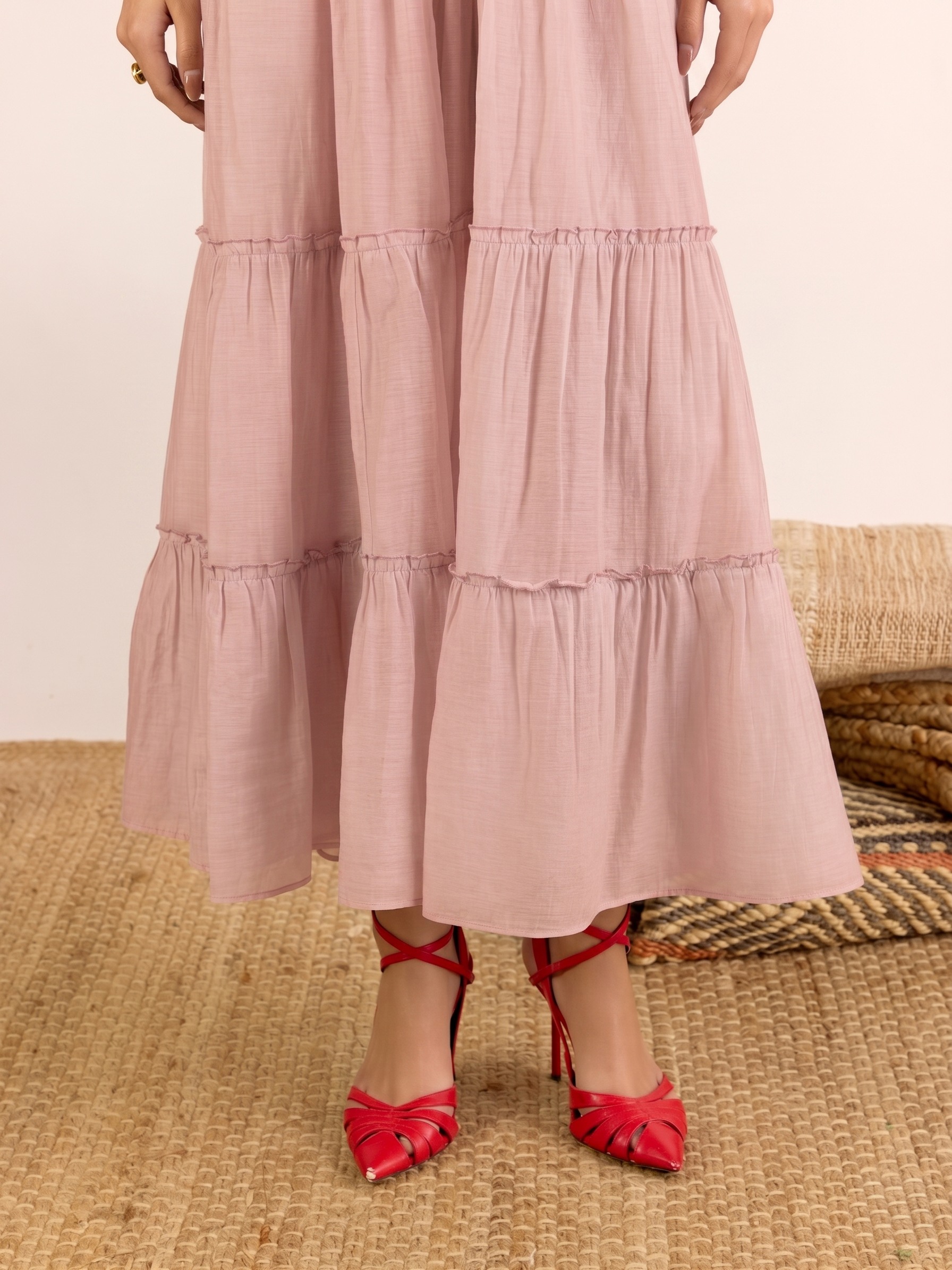 Pink Nilambiri Solid Long Dress