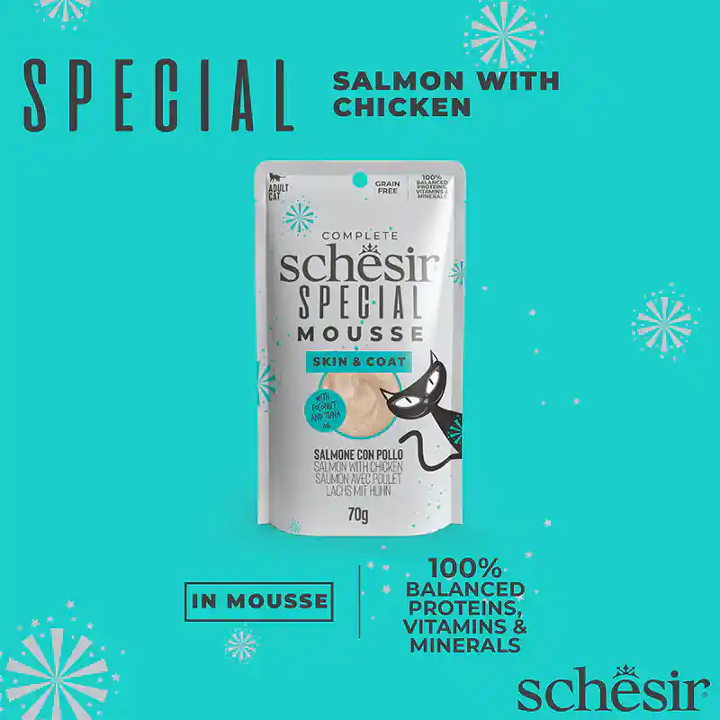 Schesir Cat Mousse Skin & Coat Salmon with Chicken 70 g
