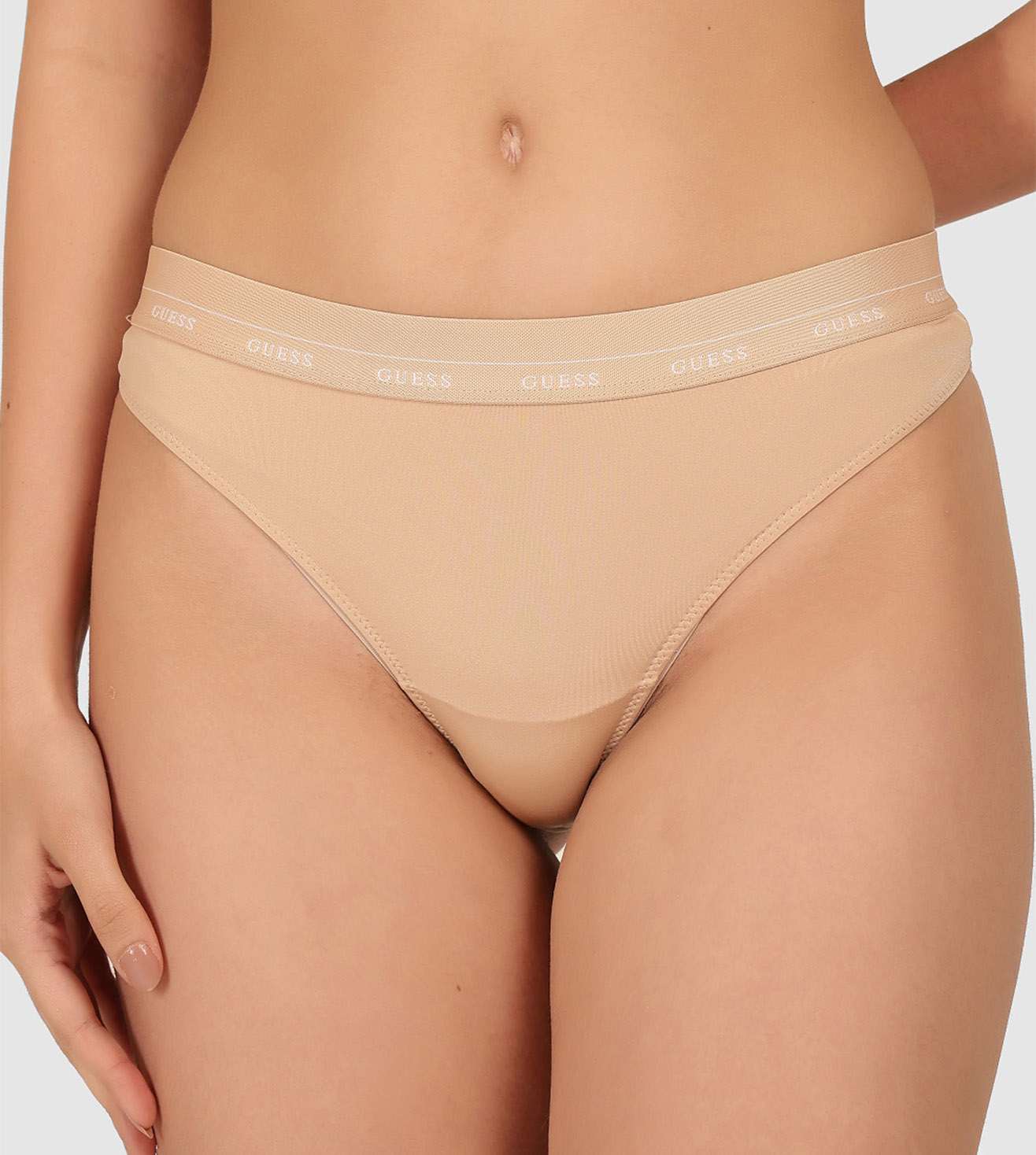 Guess Beige Polyamide Solid/Plain Women Brief / Hipster