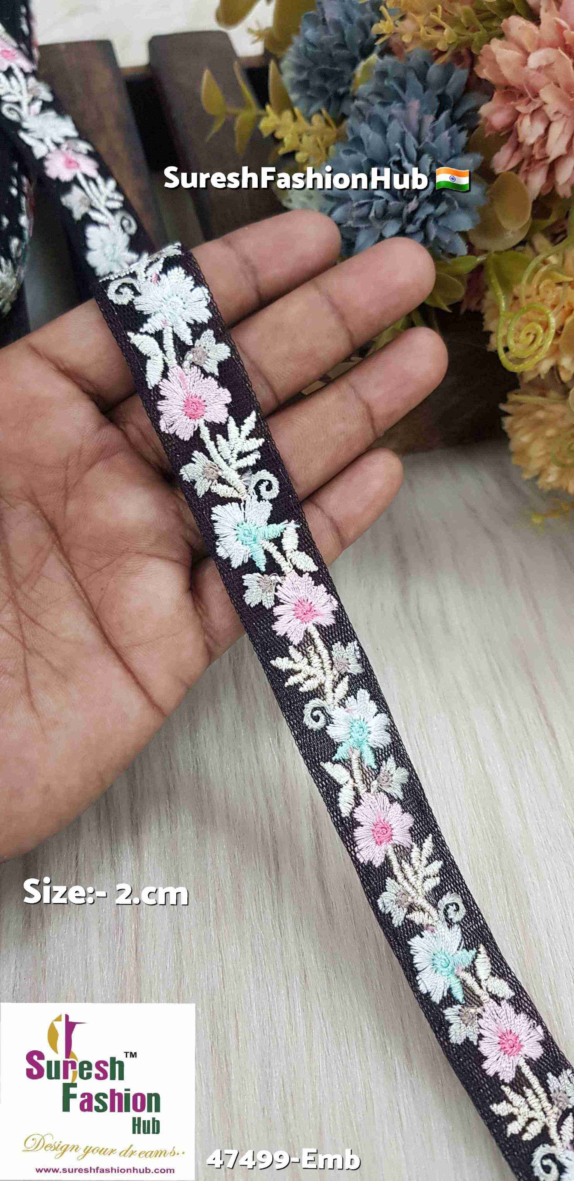 Black Bloom Thread Embroidery Lace