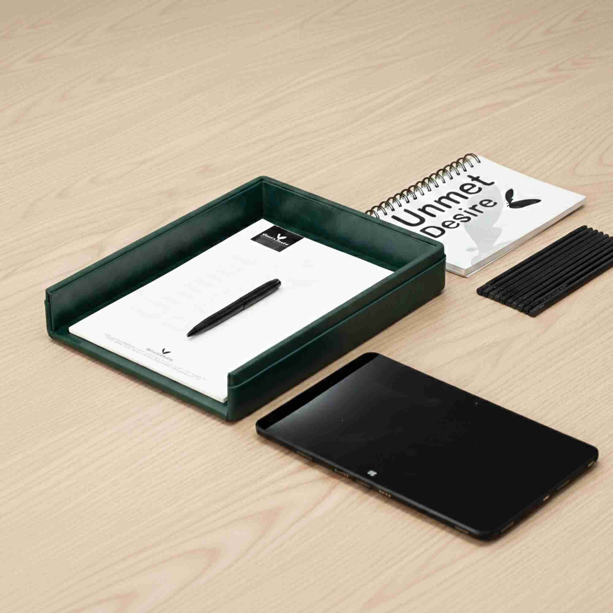 A4 Paper Tray / Letter Tray | Faux Leather | Moderno | Olive Green