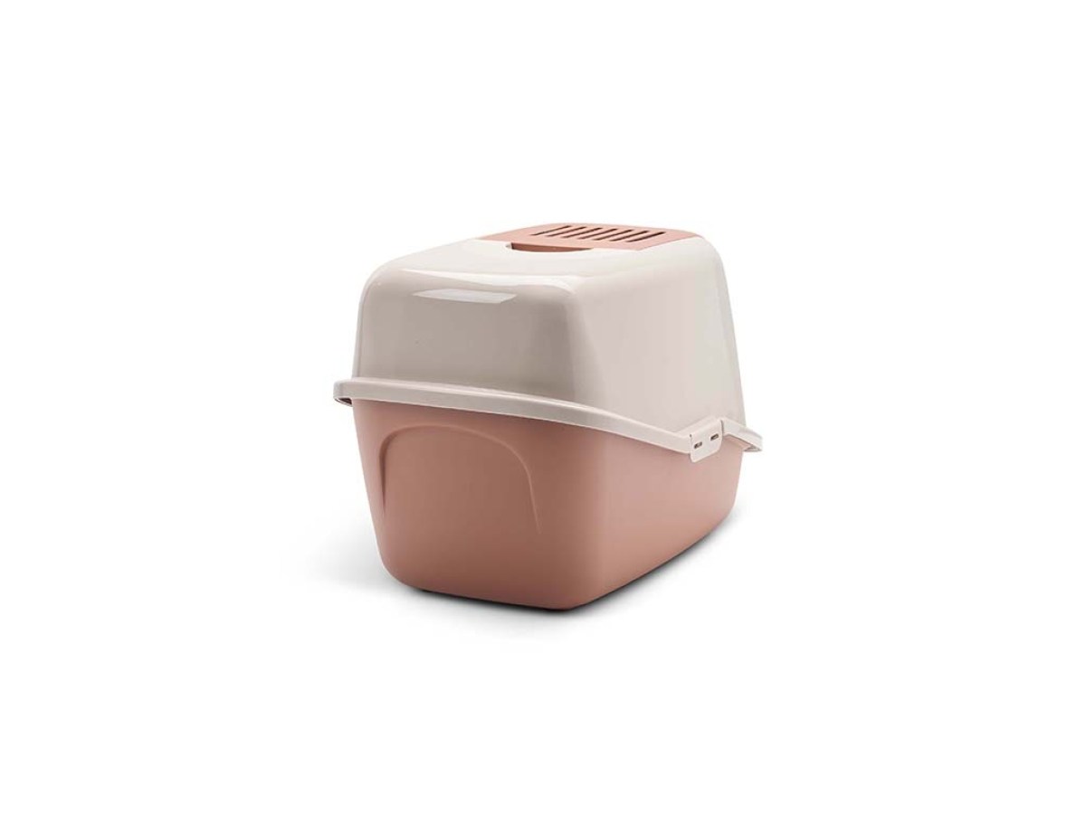Savic Nestor Cat Litter Box - Champagne Pink/Tuscan Red