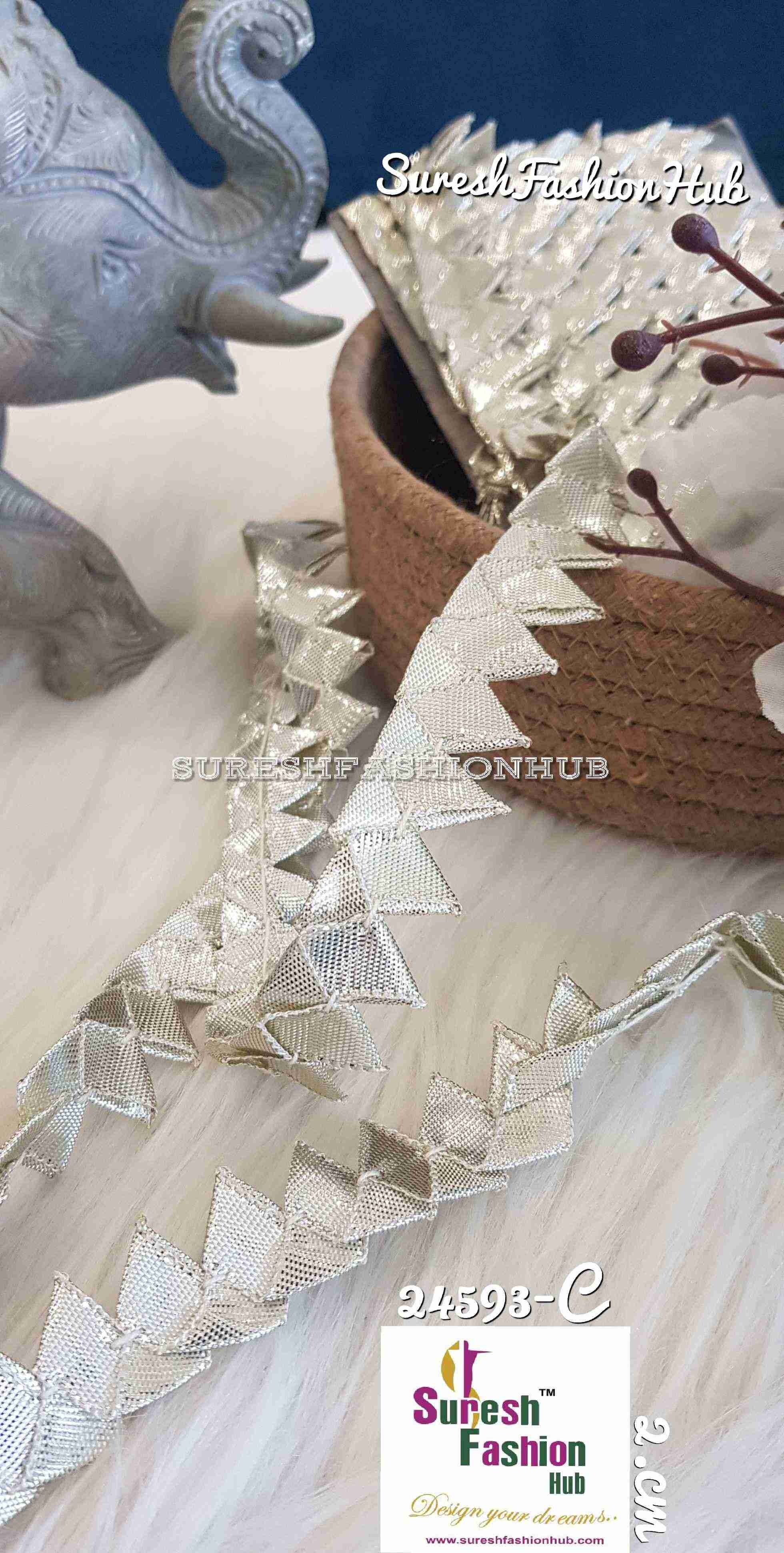 Samosa Gota Patti Silver Trim
