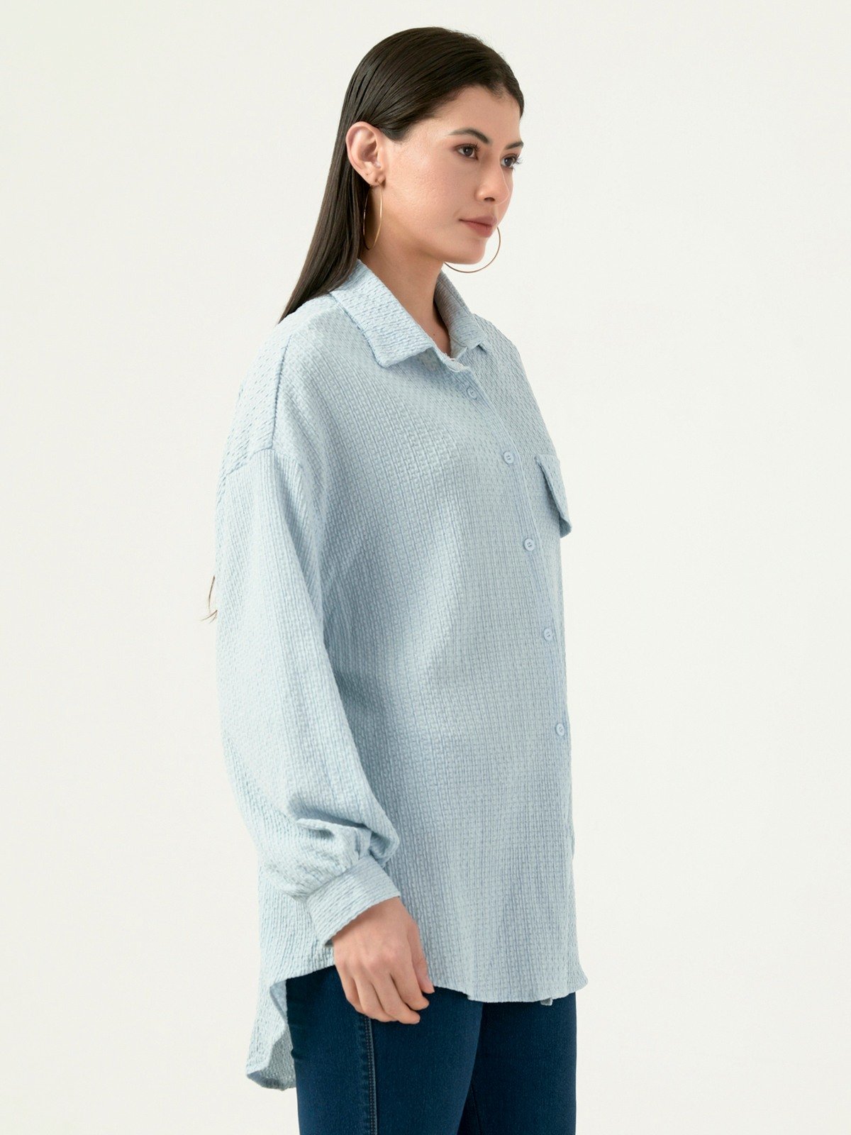 Albion Women Smart Premium L Blue Casual Shirt
