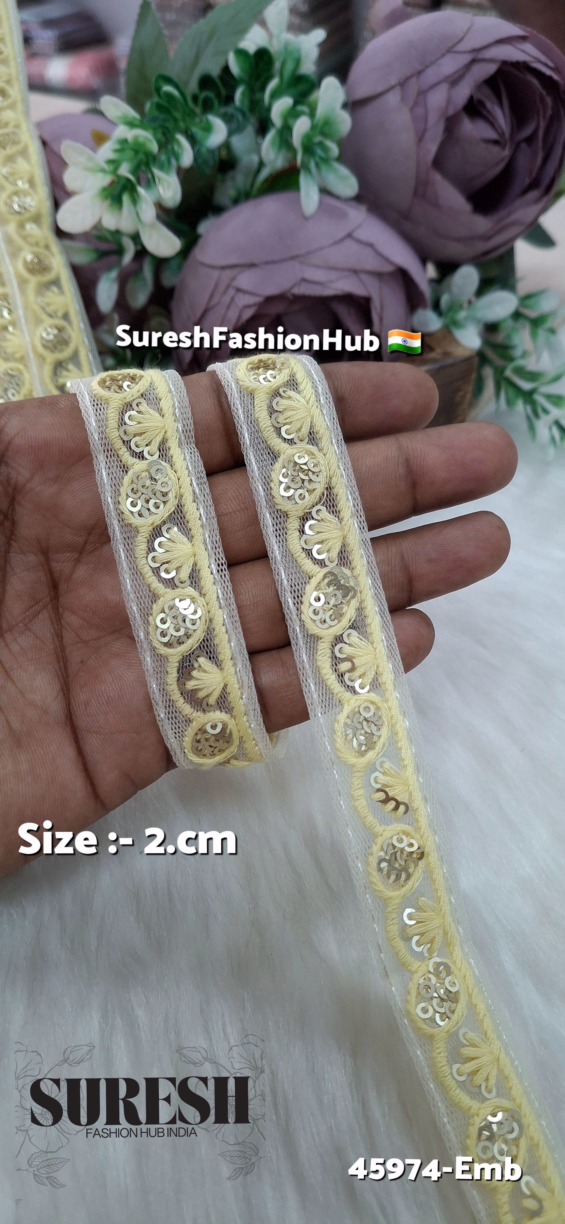 Lemon Yellow Tone-on-Tone Embroidery Lace