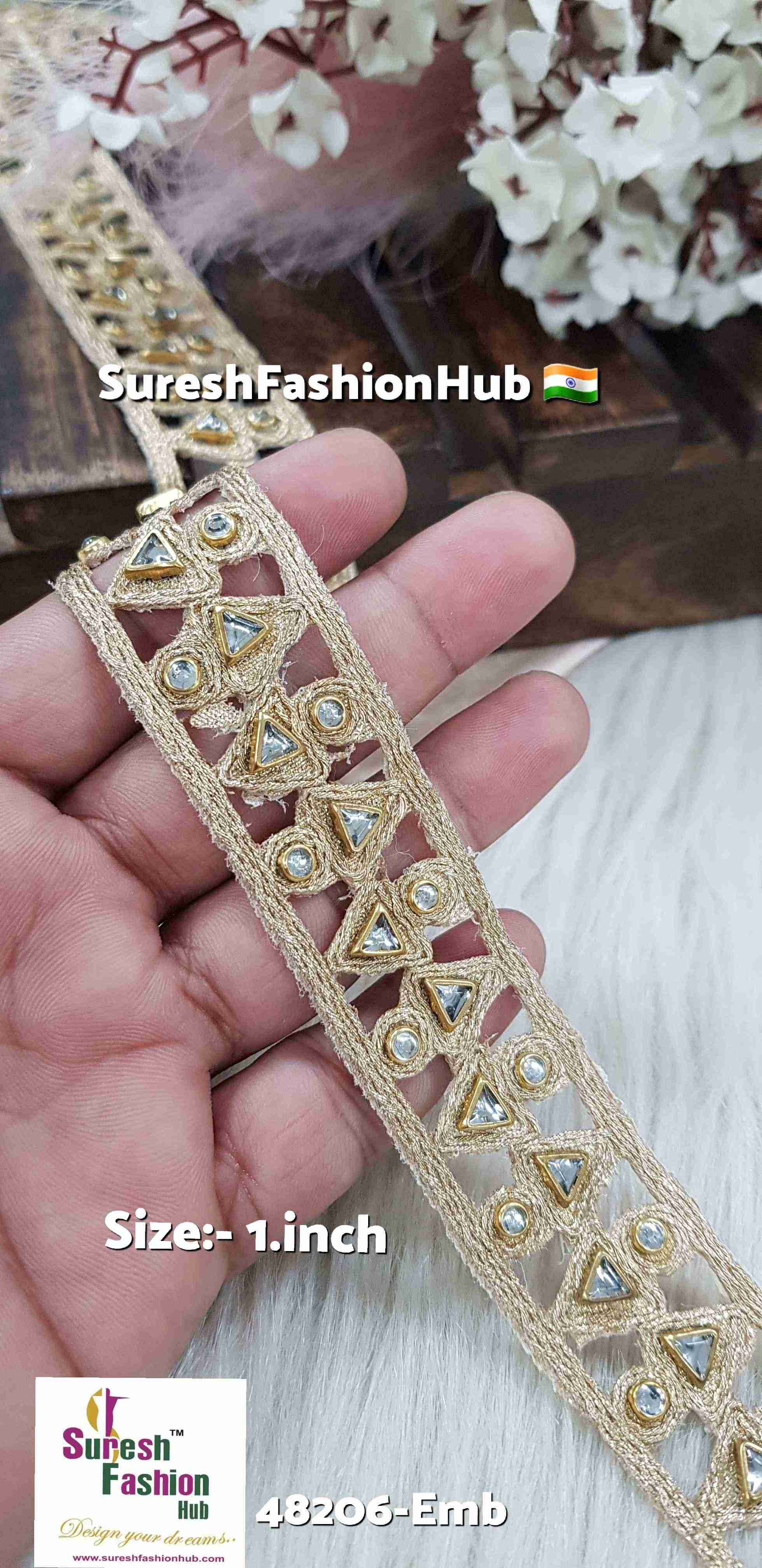 Pearl Kundan Cutwork Lace