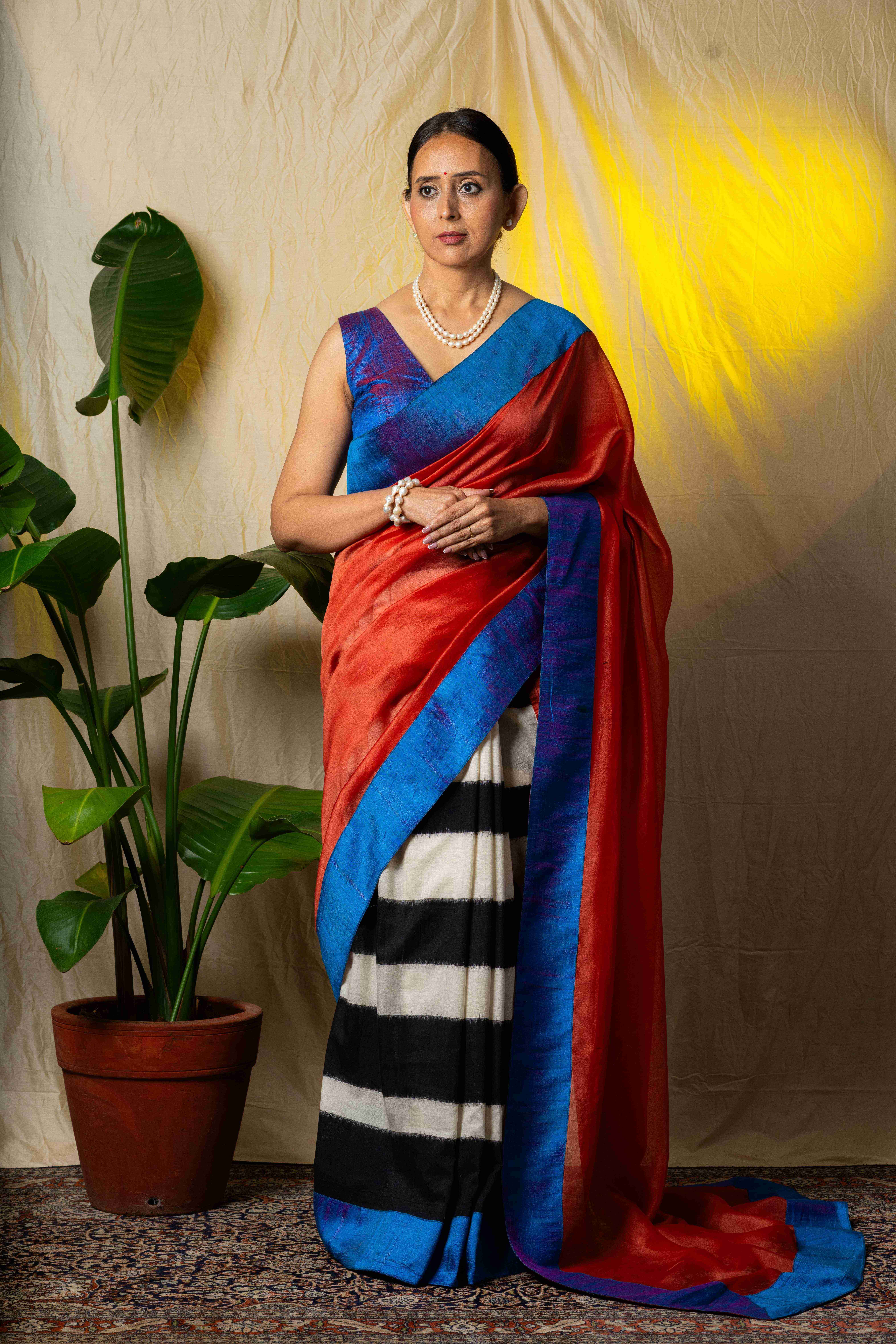 Ikat cotton & Chanderi silk Saree