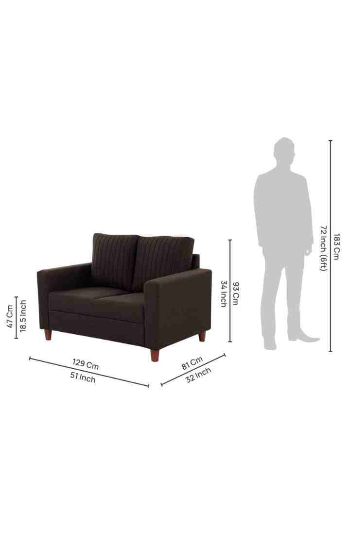 neudot Roman Sofa for Living Room |2 Persons Sofa|Premium Fabric with Cushioned Armrest | Solid Wood Frame|2 Seater in Chocolate Brown Color
