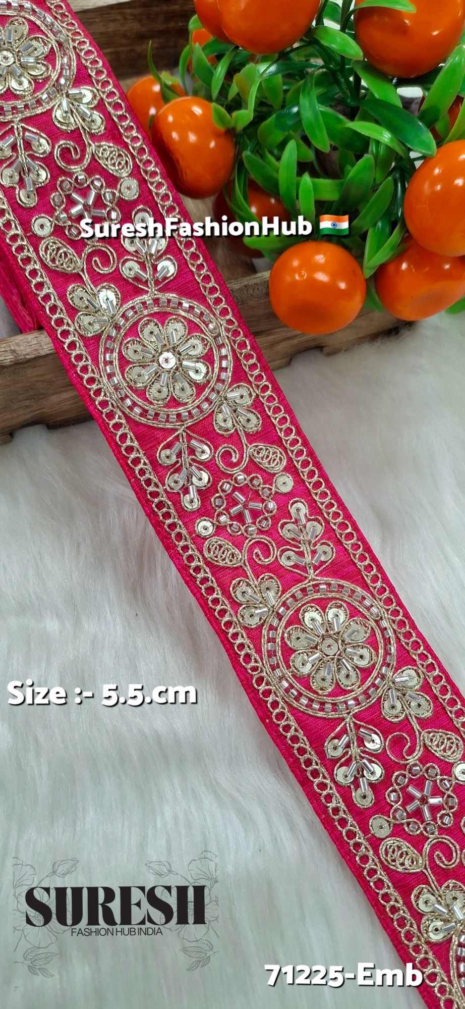 Maharani Floral Cutdana Bead Embroidery Lace – Design No. 71225-Emb
