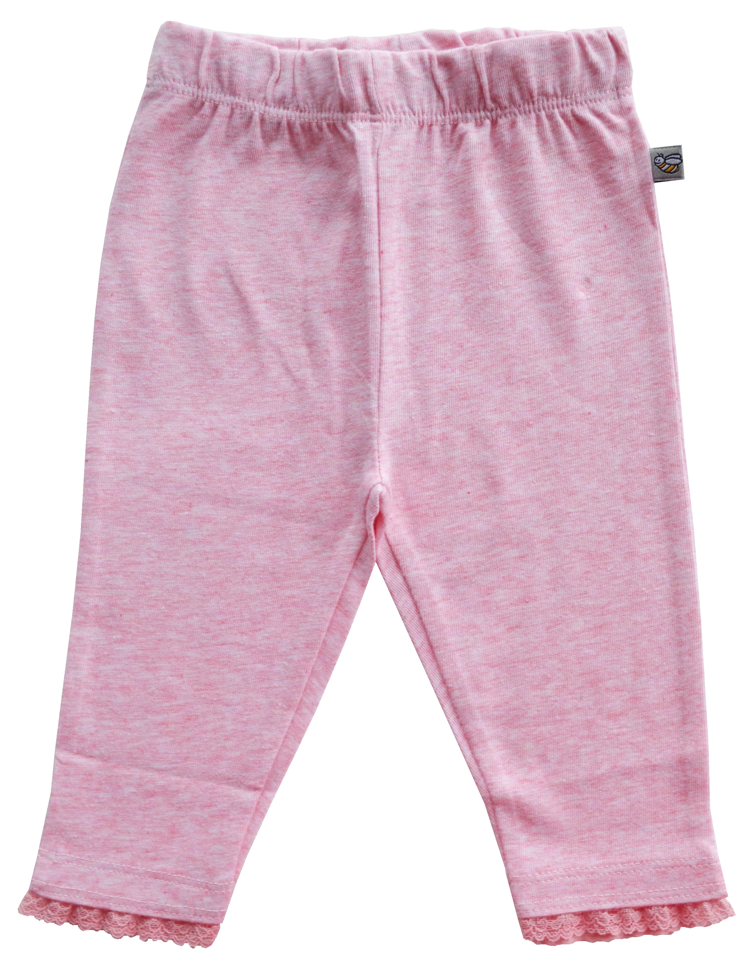 Girls Pink Melange Solid Leggings (95% Cotton 5%Elasthan Jersey)
