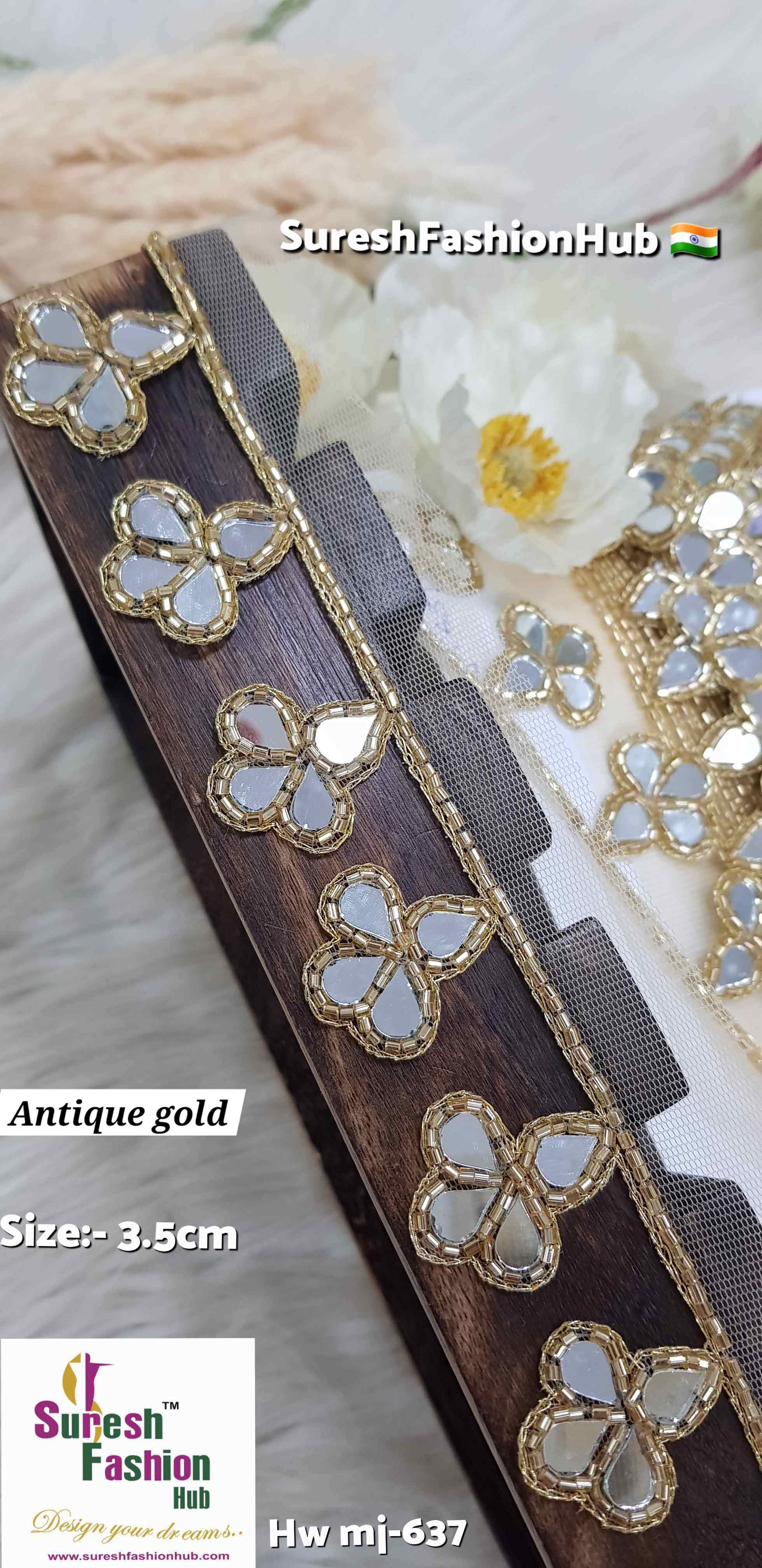 Antique Gold Abhinav Inspired Handmade Cutwork Lace