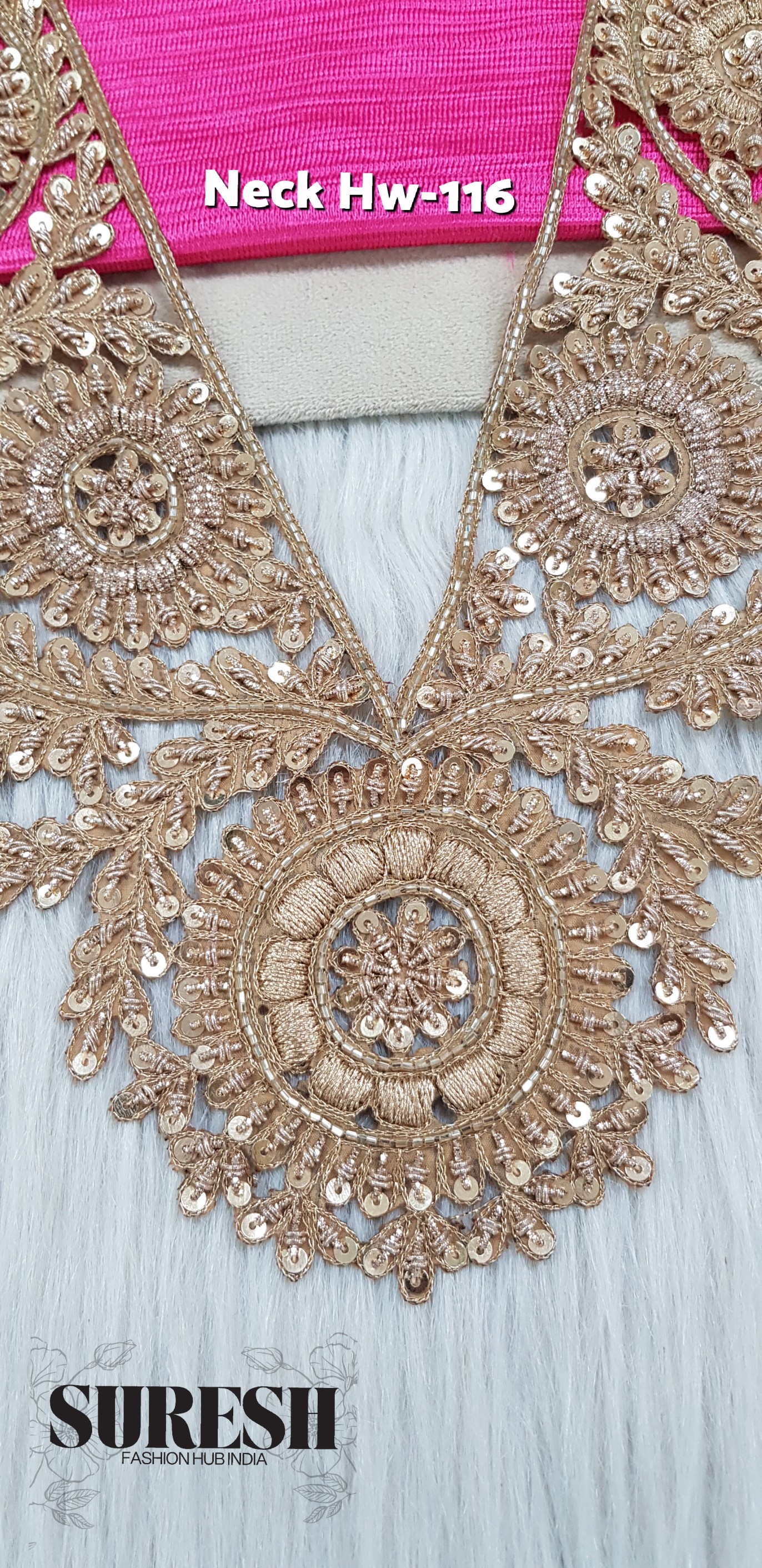 Royal Zardosi Floral Neck – Mj-116