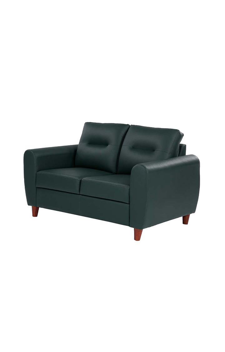 neudot Scott Sofa for Living Room |2 Persons Sofa|Premium Leatherette with Cushioned Armrest | Solid Wood Frame|2 Seater in Castle Green Color