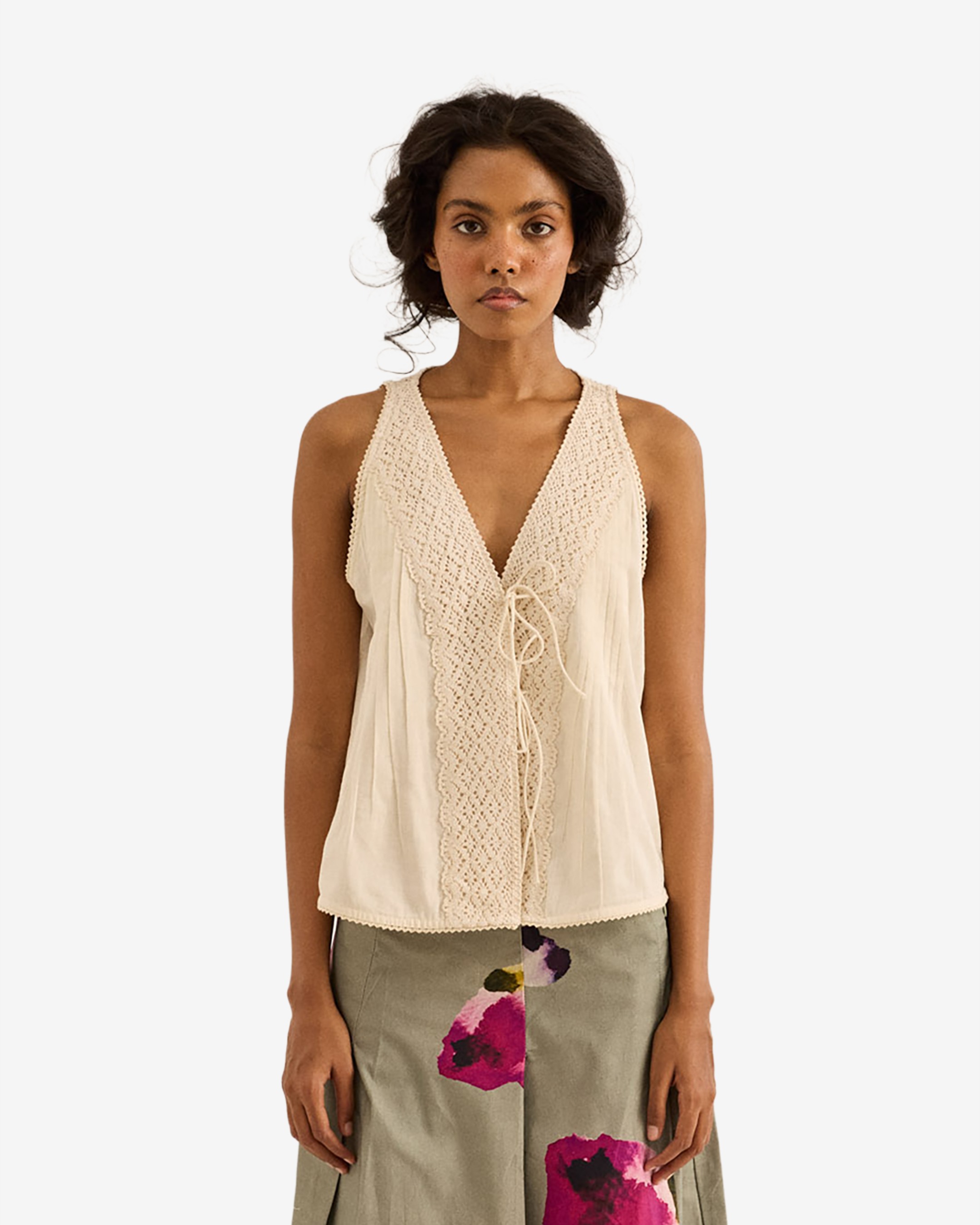 White Thistle Sleevless Top