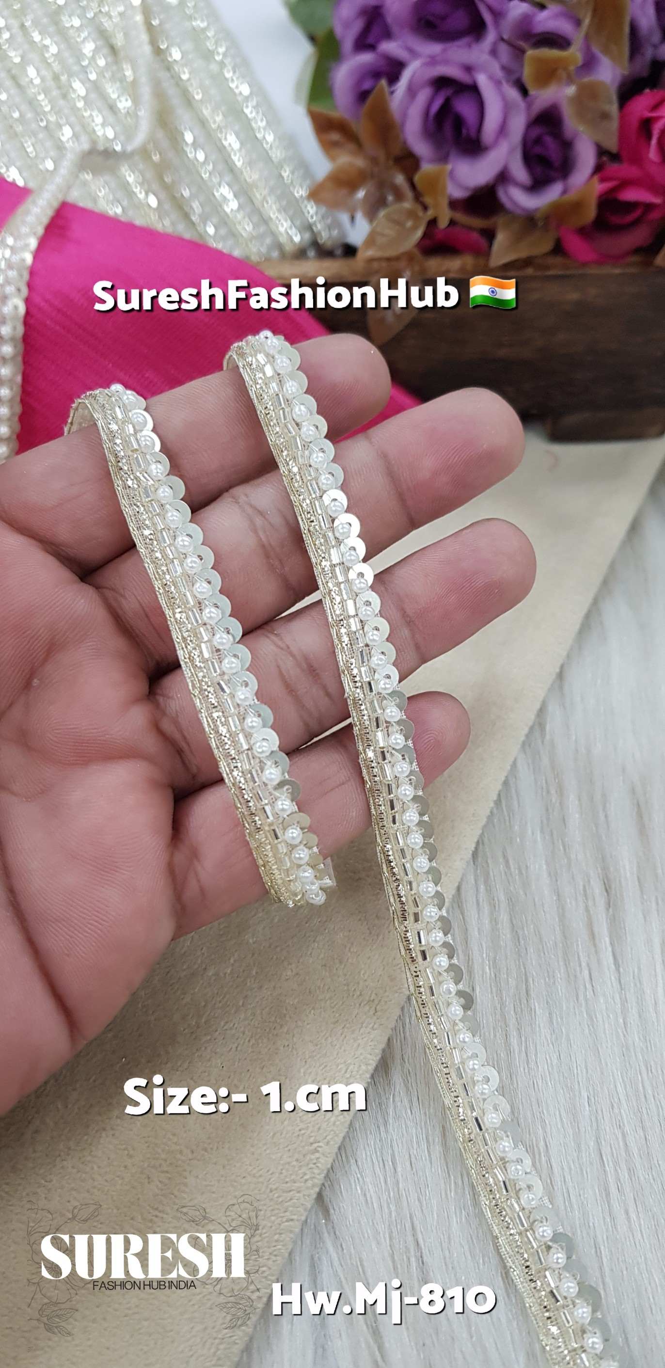 Water Handmade Nakshi & Pearl Embroidery Lace 