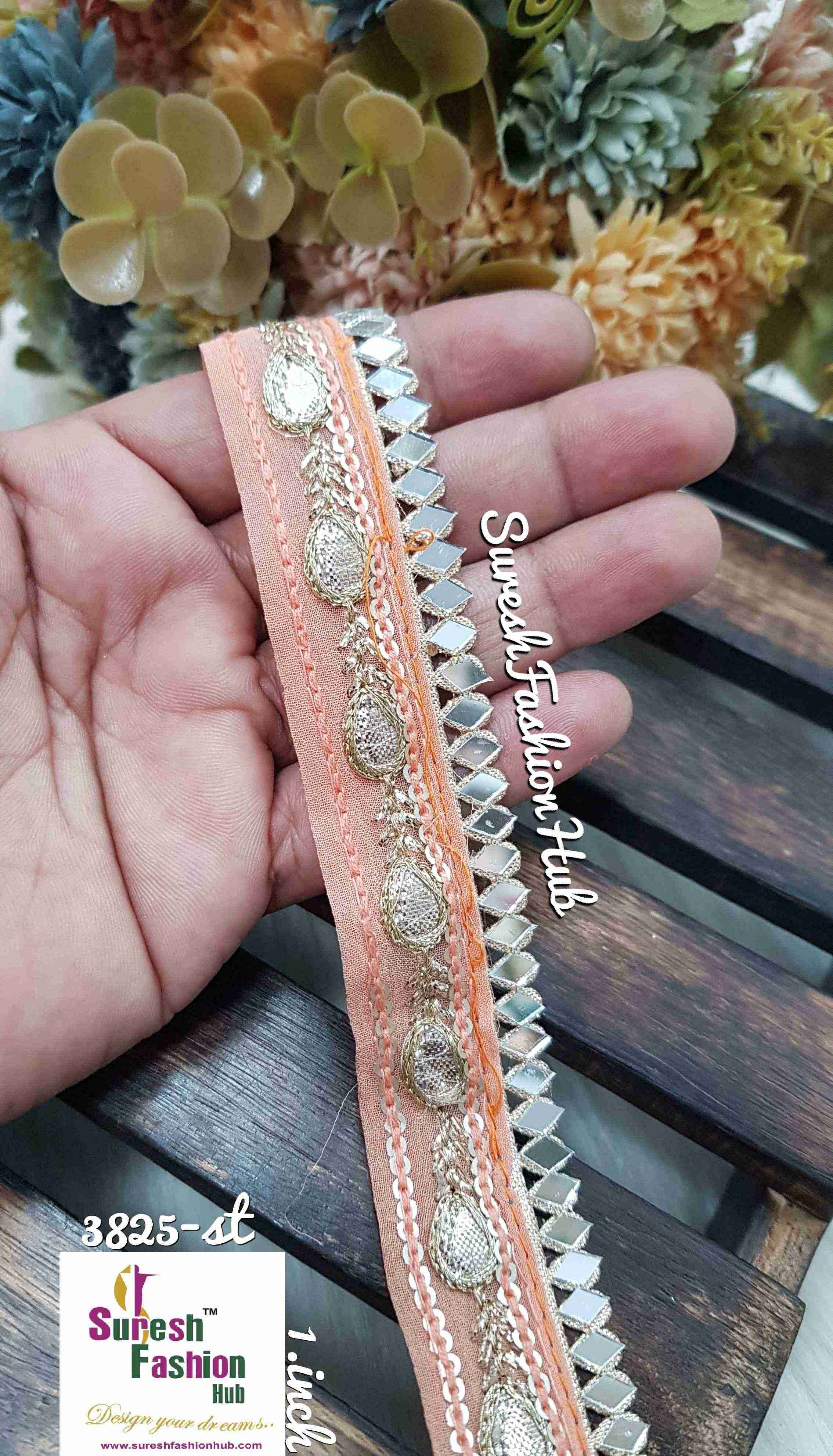 Peach Sequin Radiance Gota Mirage Lace
