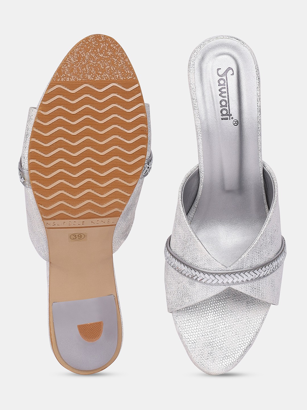 Shimmering Sawadi Silver Kitten Heel Sandals - Shop Elegant Low Heels for Women at Sawadimart
