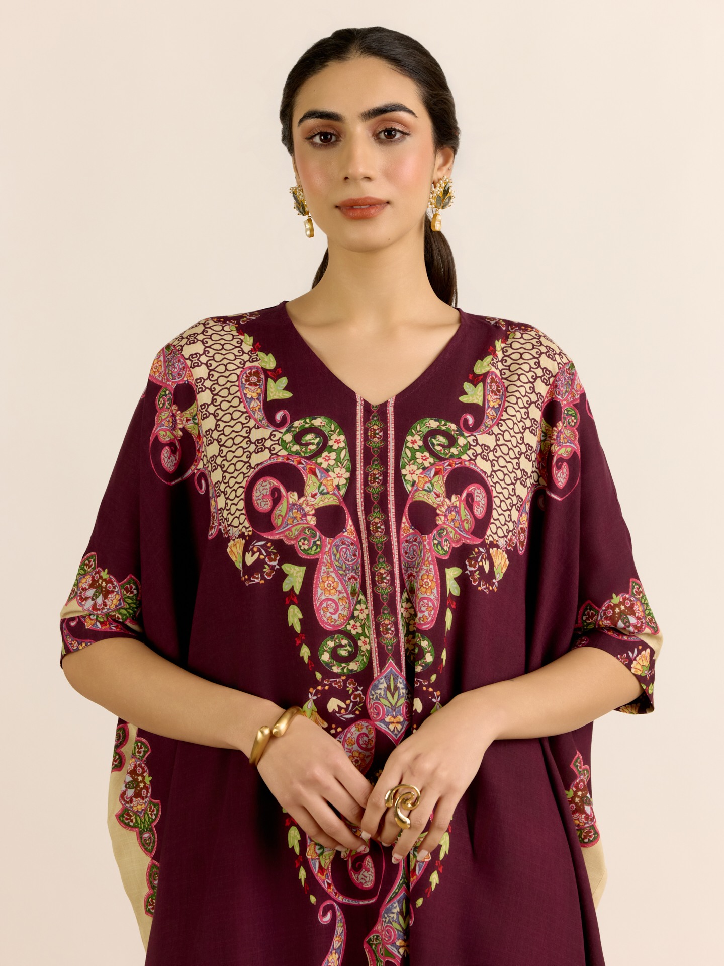 Wine Dandelion Kurta Set