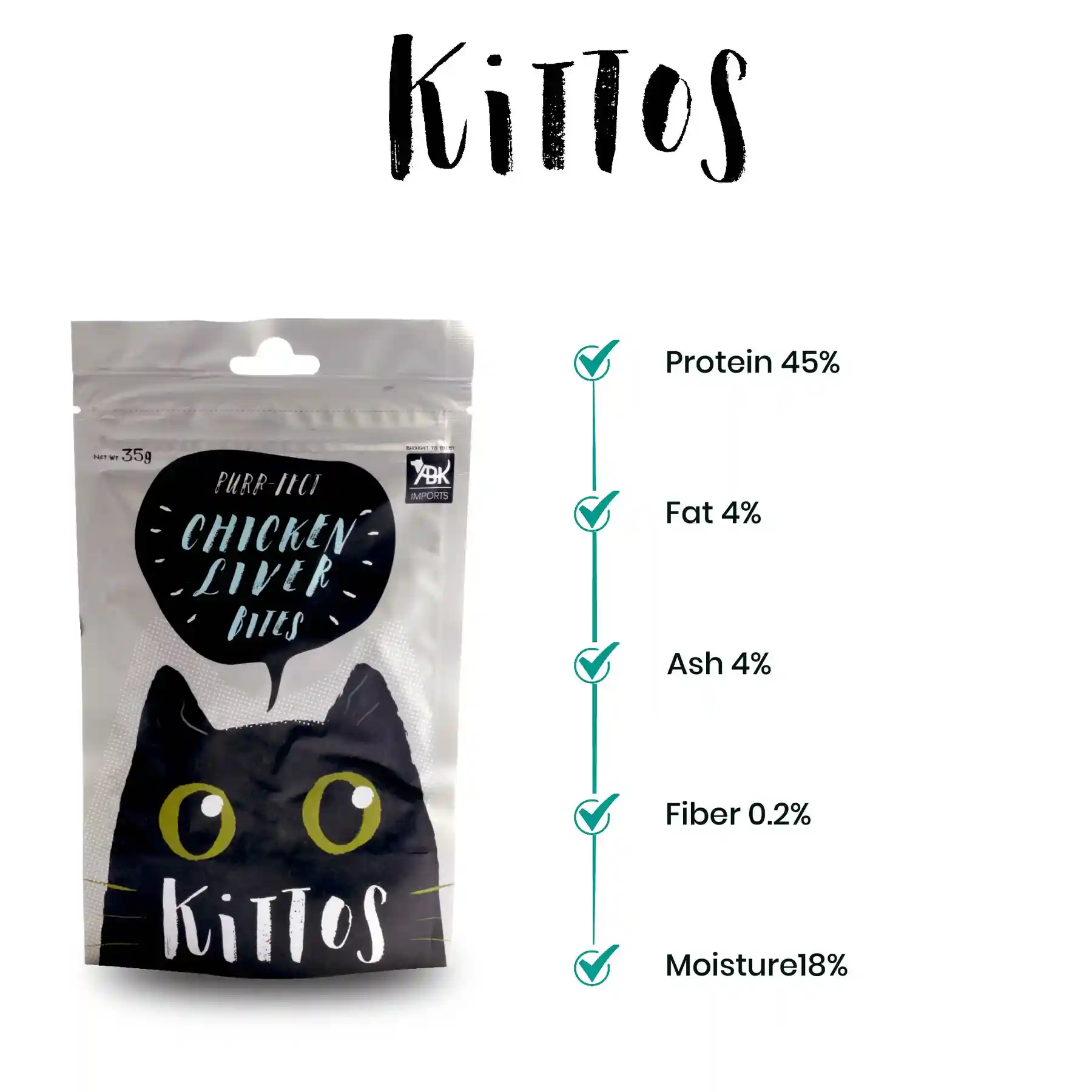 Kittos Chicken Liver Bites Cat Treat, 35 g