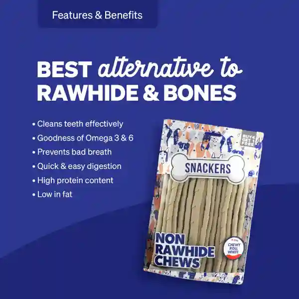 Snackers Non Rawhide Chews Chewy Roll White - 225g