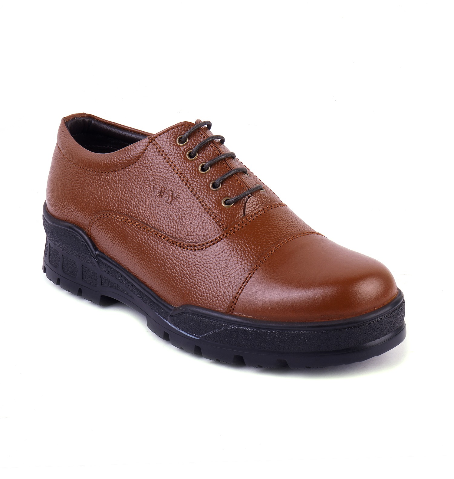 XHUGOY LACE-UP SUPERIOR RANGE LEATHER POLICE/FORMAL SHOES BLACK/TAN SIZE 5-12 FOR MEN