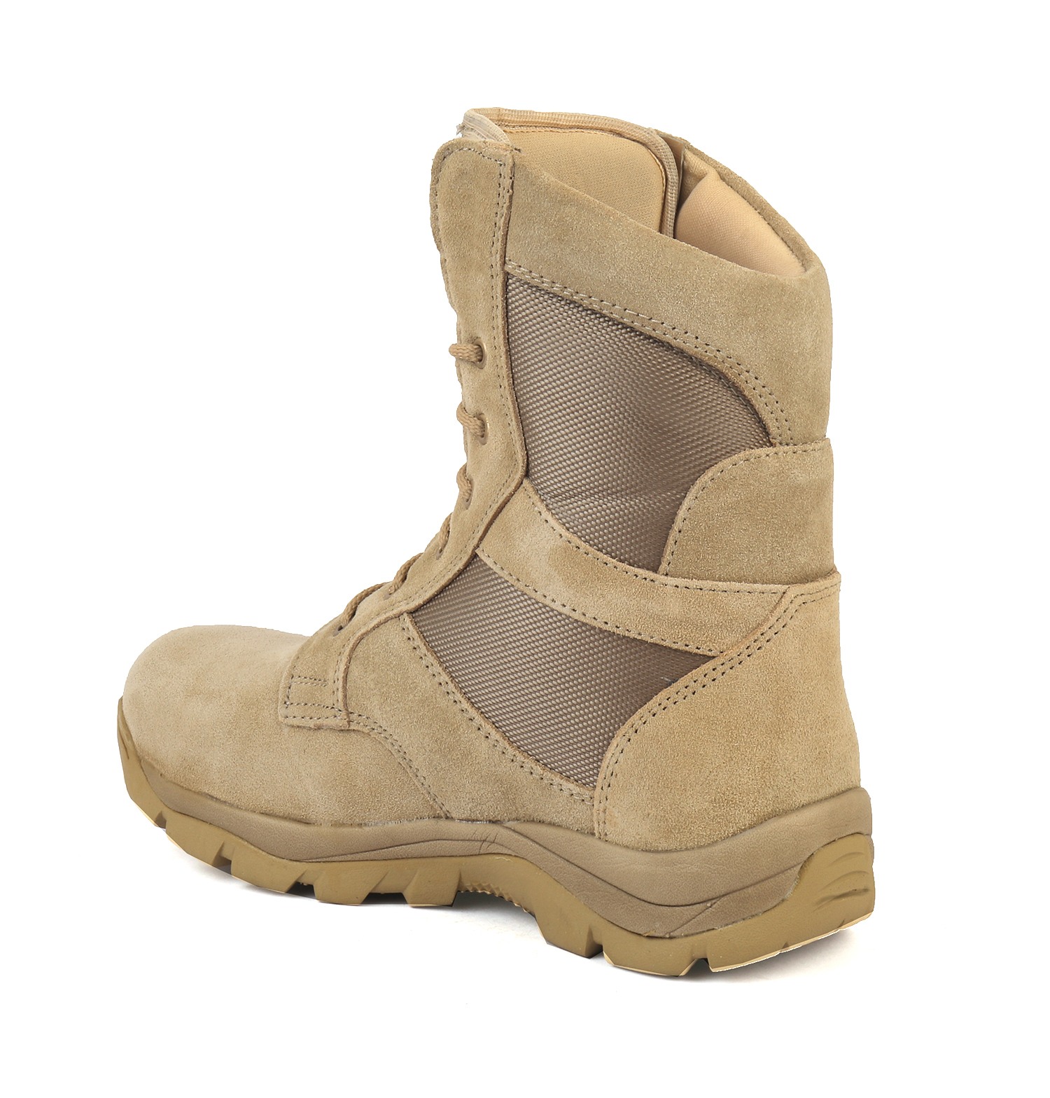 XHUGOY DB-1 TAN SUEDE Genuine Leather Military Men's Combat Desert Boots -High Ankle - High Top Lace Up