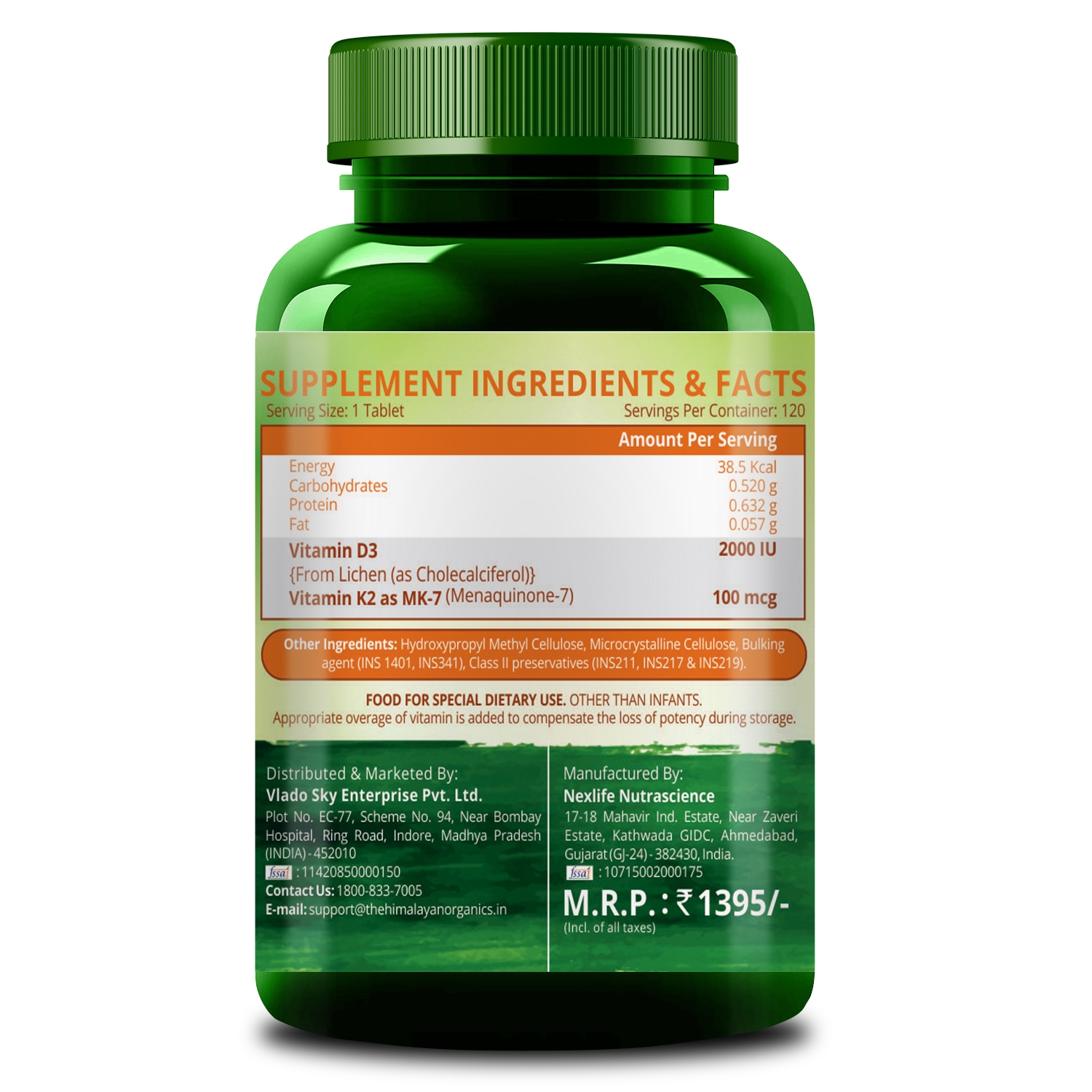 Himalayan Organics | Himalayan Organics Vitamin D3 2000 IU Supplement + Vitamin K2 as Mk7 | Supports Stronger Immunity & Bone & Heart Health - 120 Veg Tablets 2