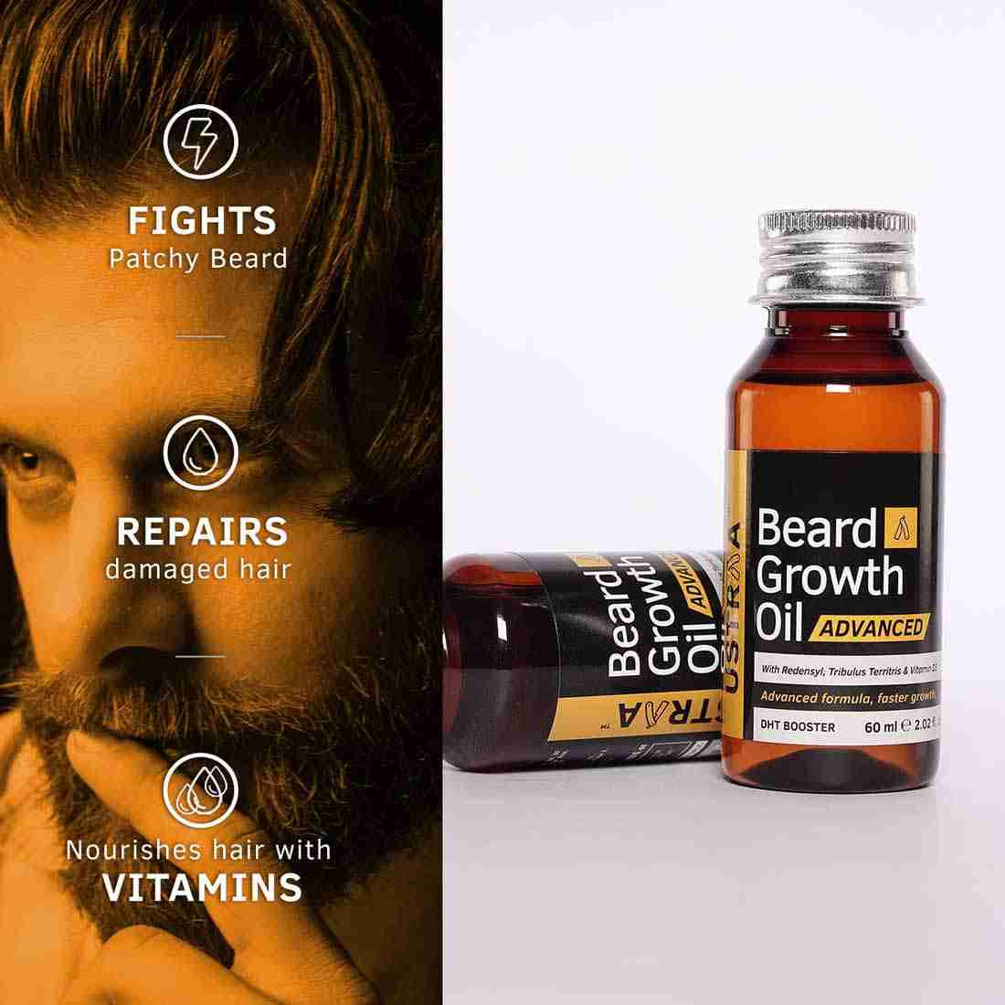 Ustraa Beard growth Oil Advanced 60 ml, Anti Dandruff Beard Wash 60 ml, Mooch And Beard Wax 50 g , Beard Softener 100 g  & Pu Kit Bag 