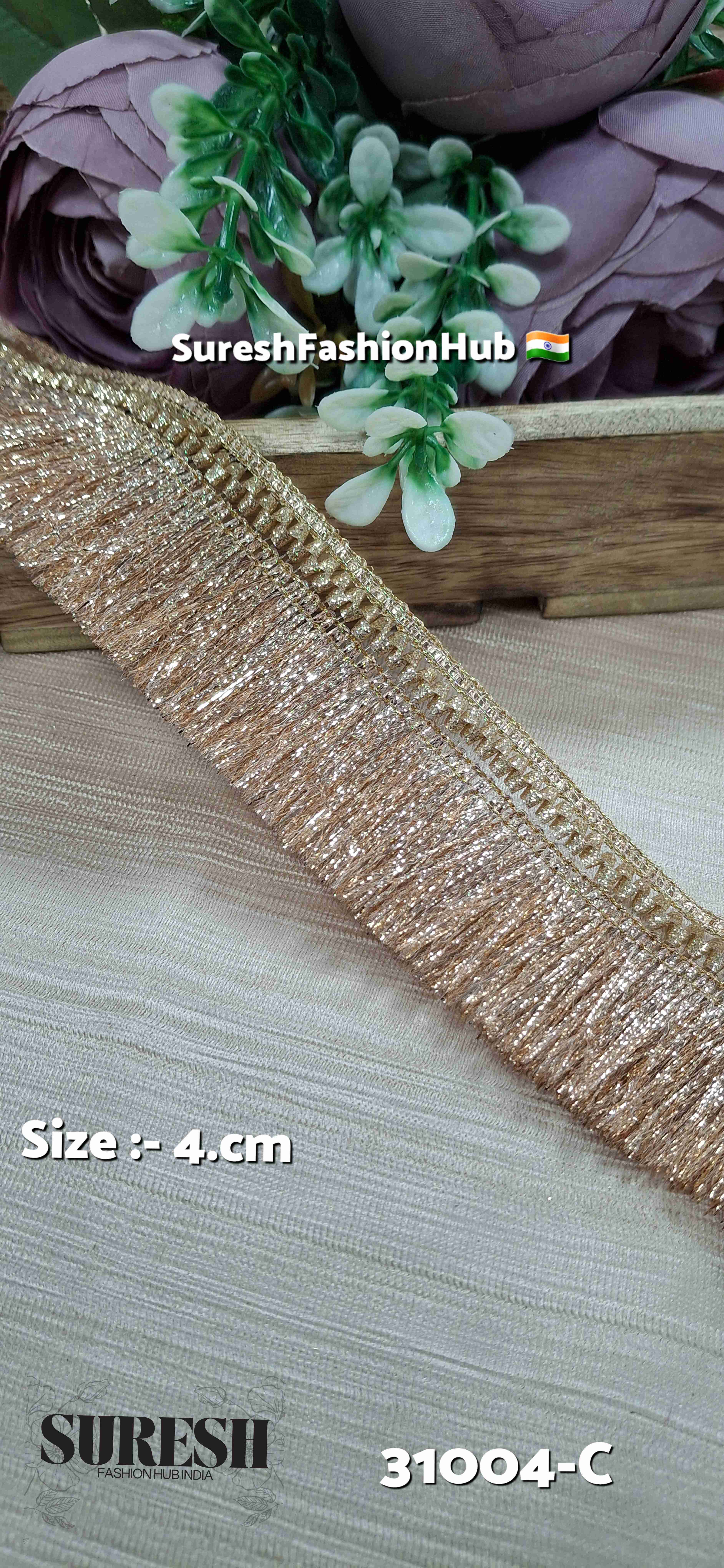 Rose Gold Badla Fringe Lace
