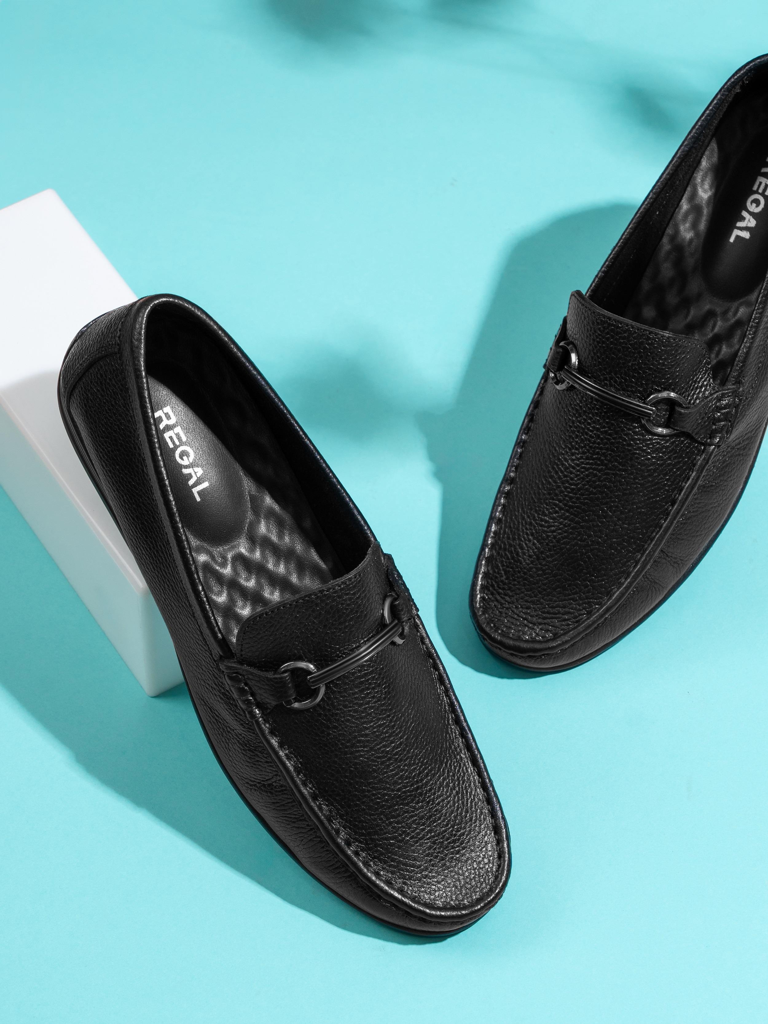 Regal Black Men Casual Buckled Loafers