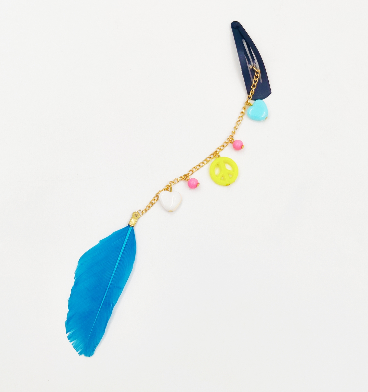 Charms & Feather Detailed Feather Clip - Blue