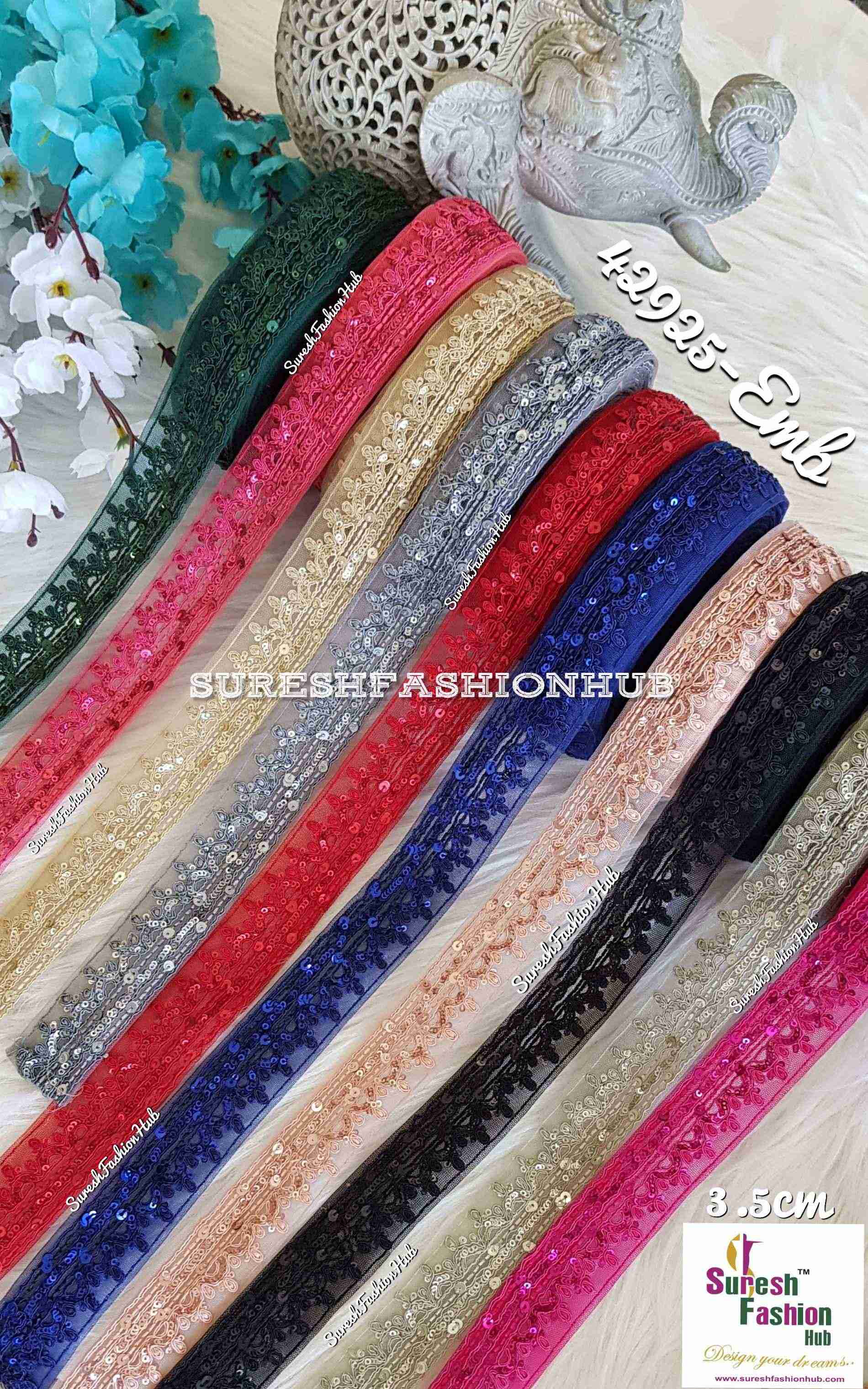 Sparkling Pink Sequence Embroidered Trim