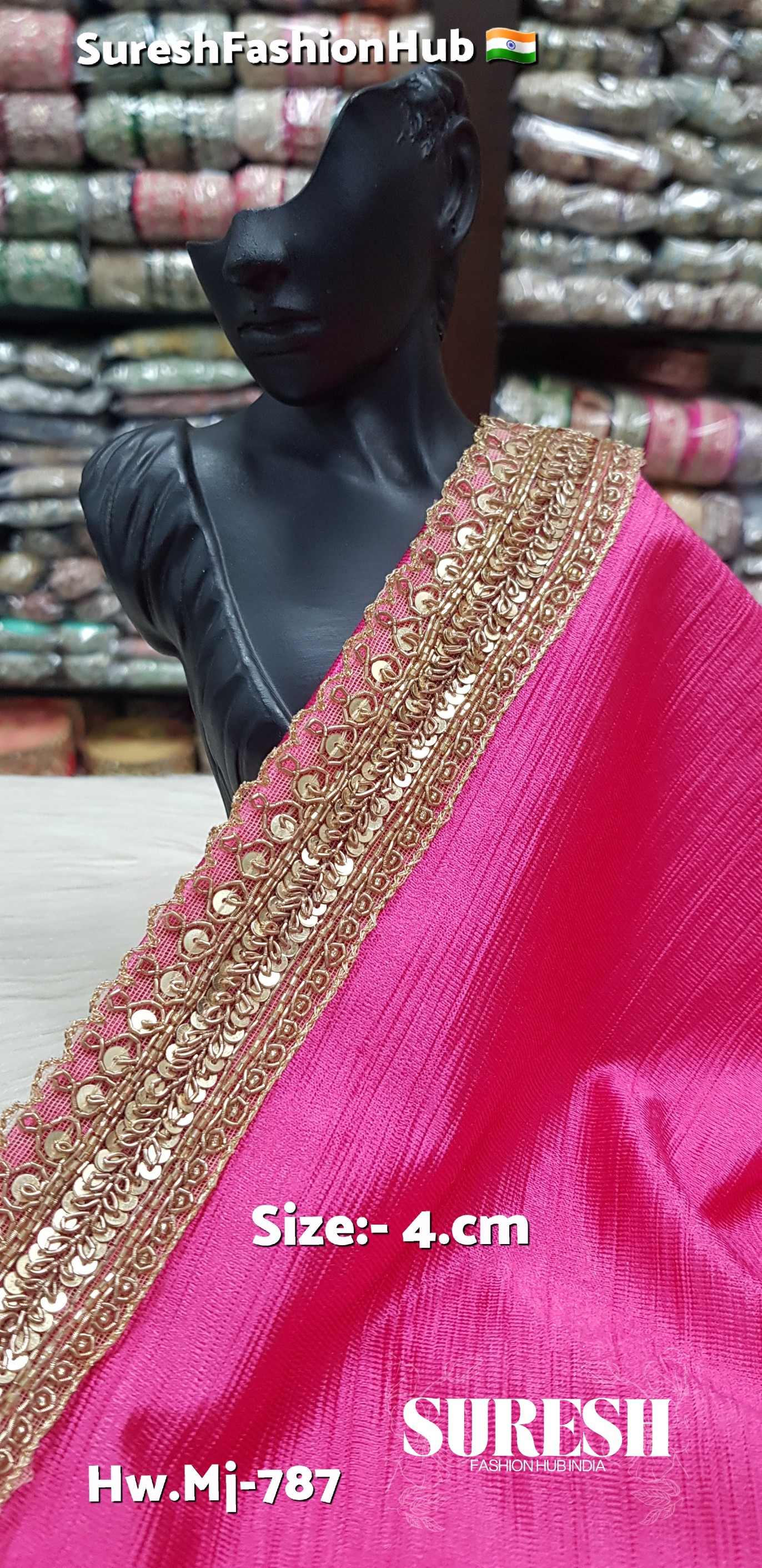 Antique Matt Sabyasachi Bloom One Side Scallop Handmade Zardosi Lace