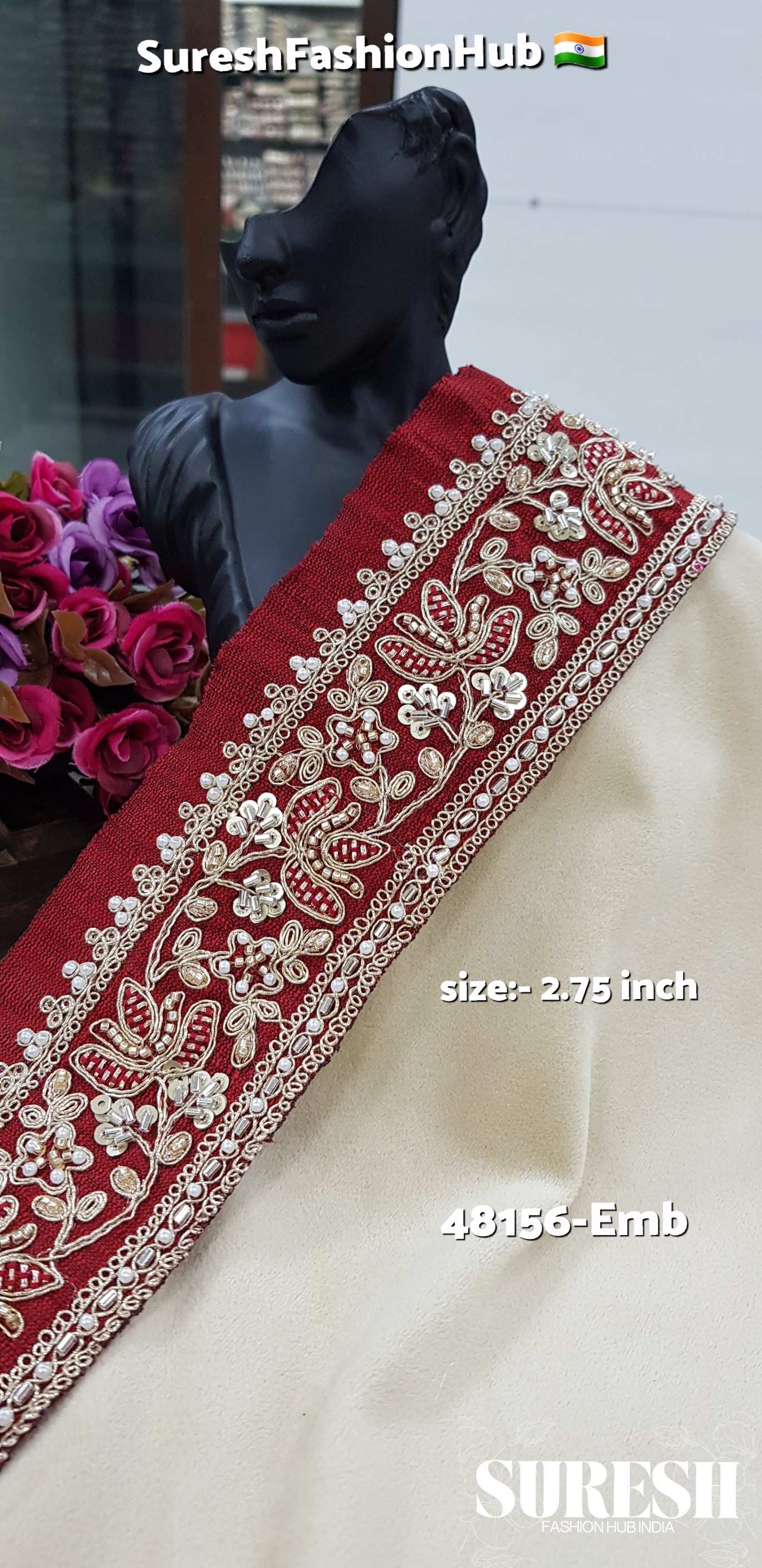 Maroon Majesty Embroidery Lace