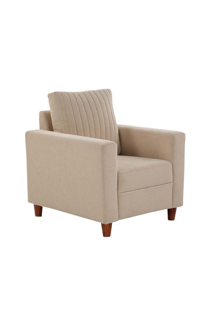 neudot Roman Sofa for Living Room |1 Person Sofa|Premium Fabric with Cushioned Armrest | Solid Wood Frame|1 Seater in Neo Beige Color