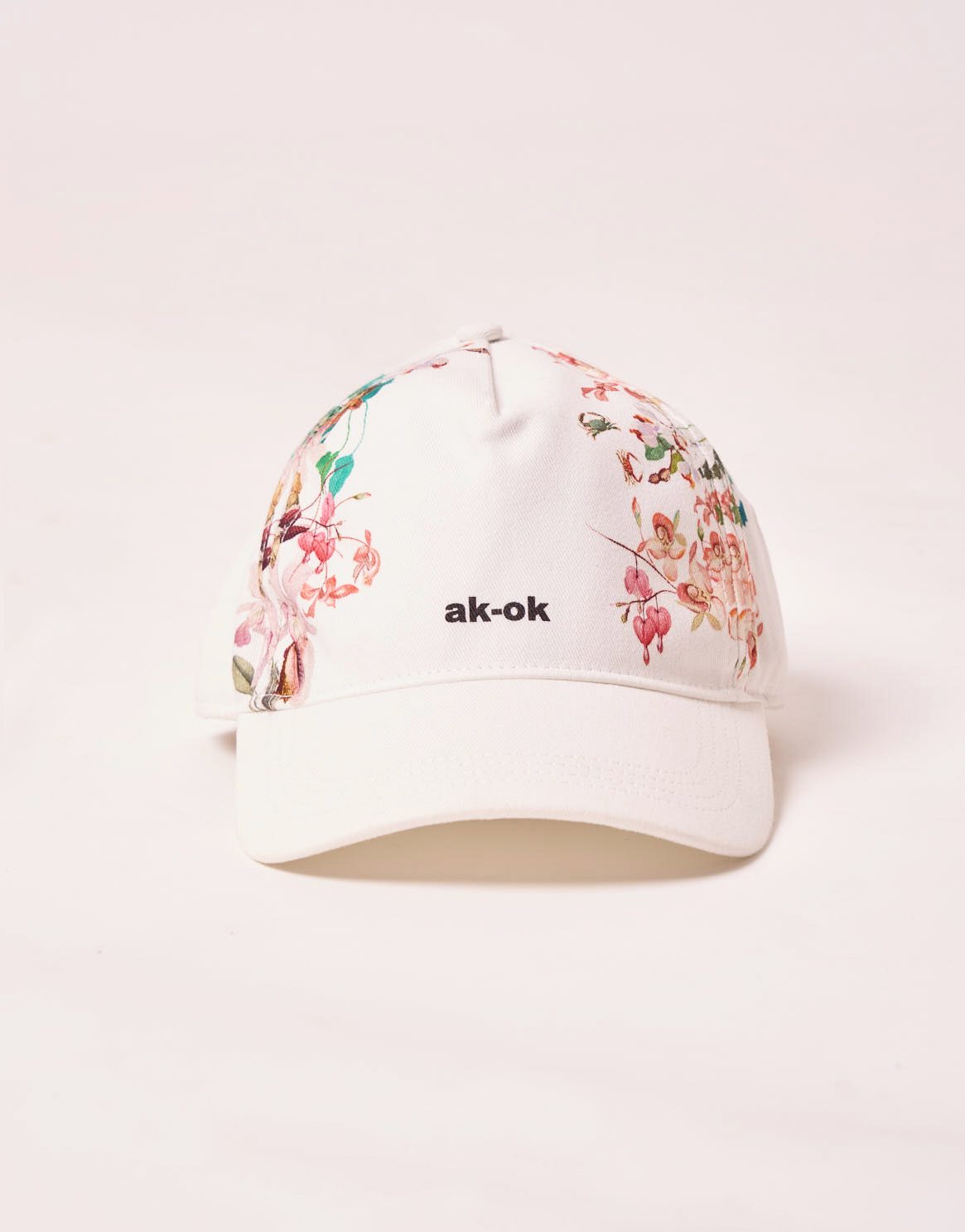 AK OK FLORAL WHITE COTTON CAP
