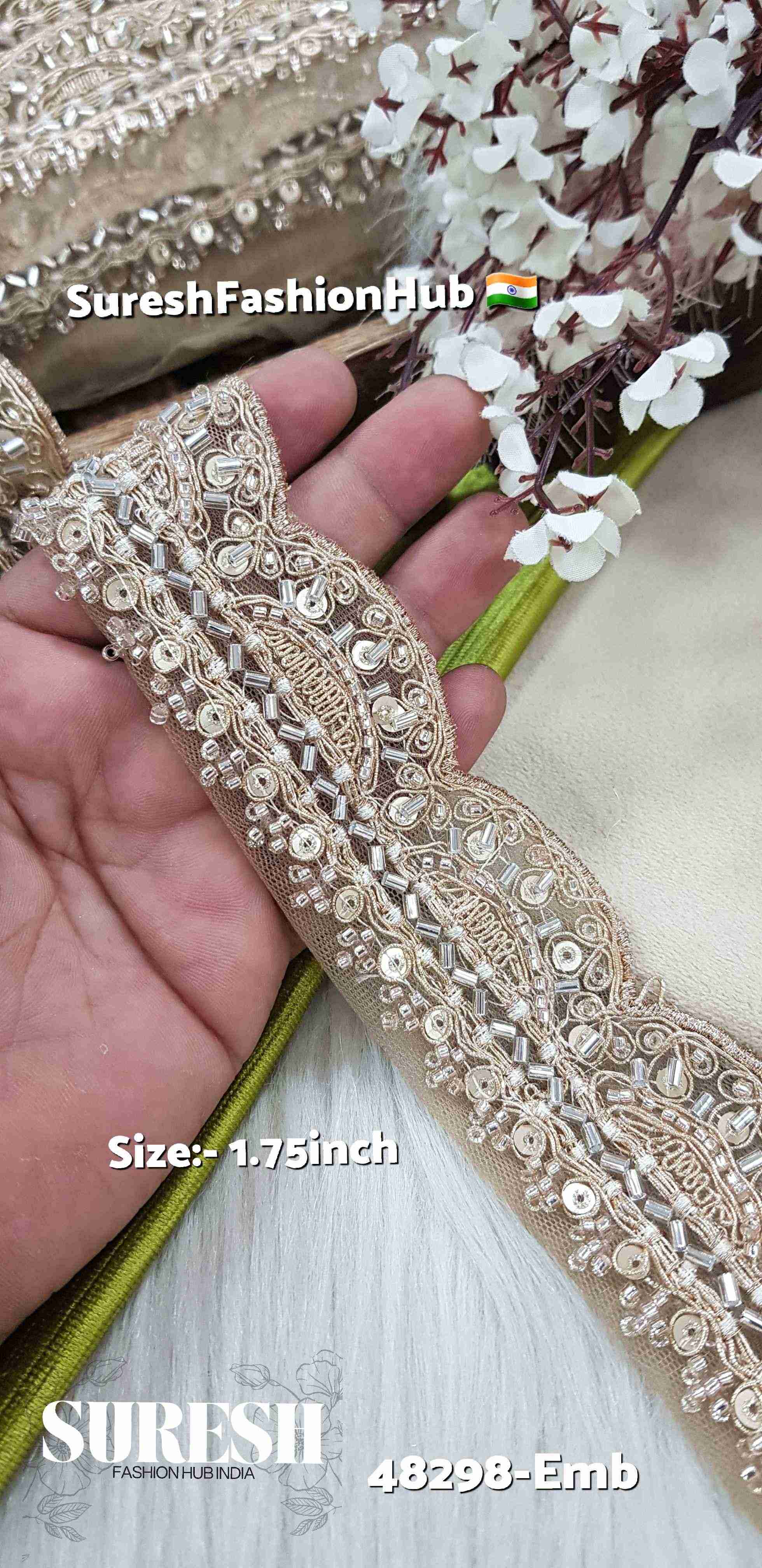 Rose Floral Scalloped Embroidery Lace